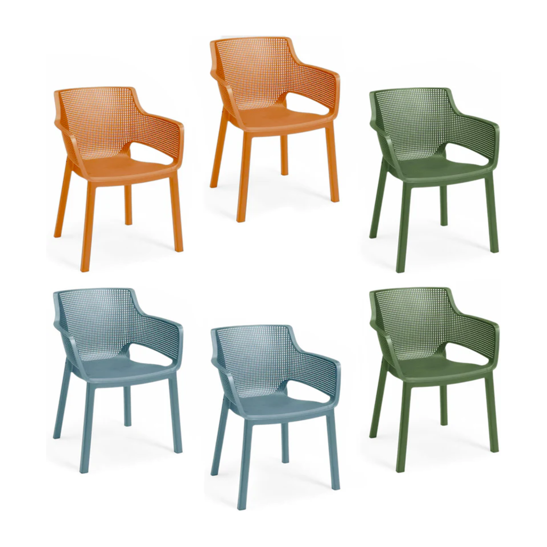 Set of 6 modern outdoor chairs "Vancouver" in resin 57.7x62.5 cm 79h
