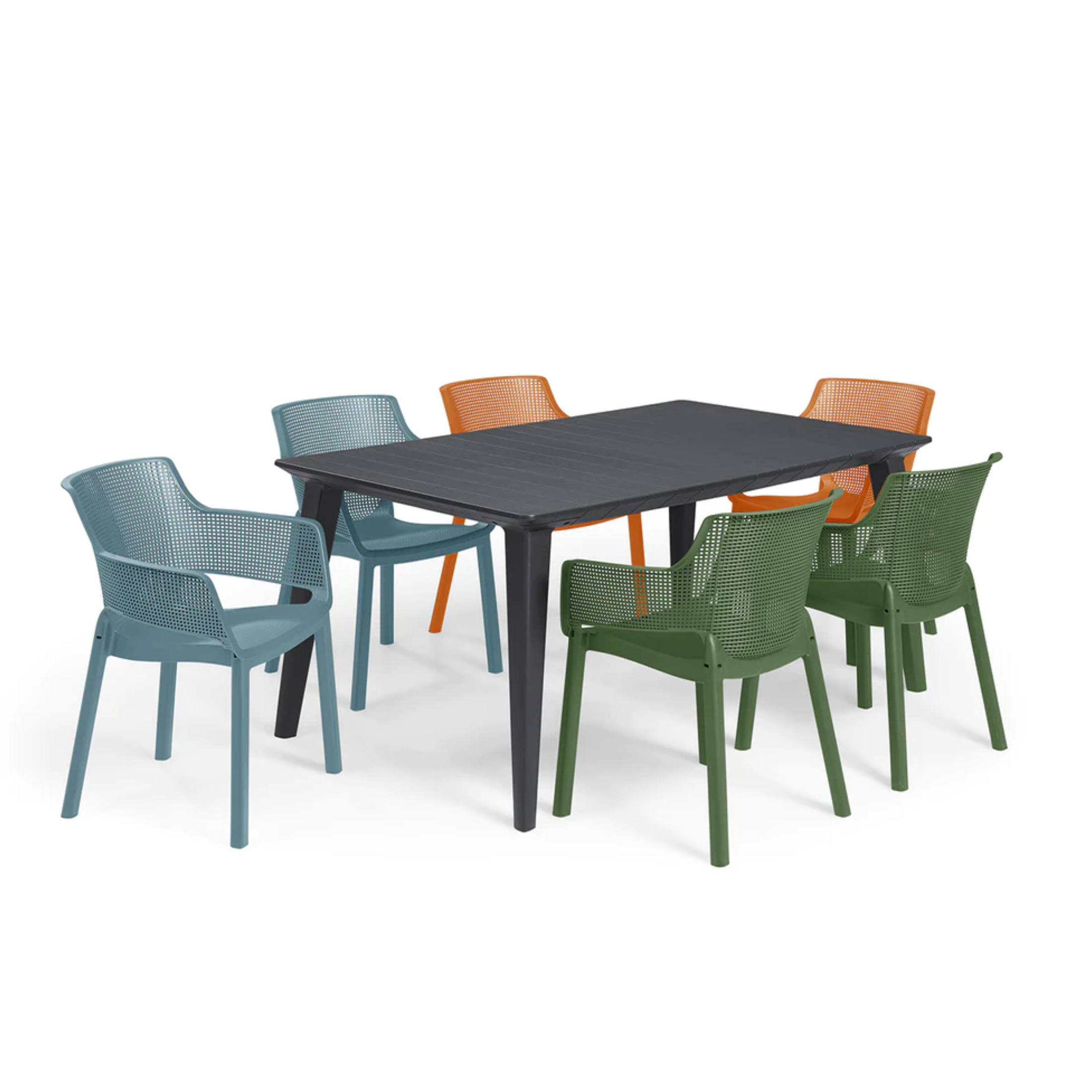 Set of 6 modern outdoor chairs "Vancouver" in resin 57.7x62.5 cm 79h