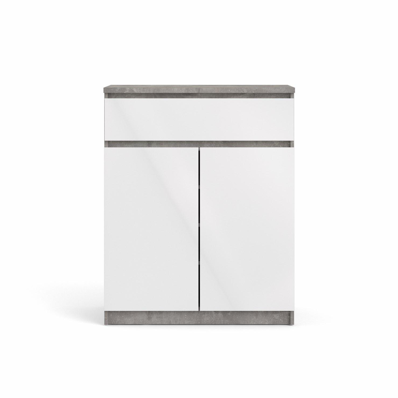 "Naia" wooden sideboard, chest of drawers, white and concrete