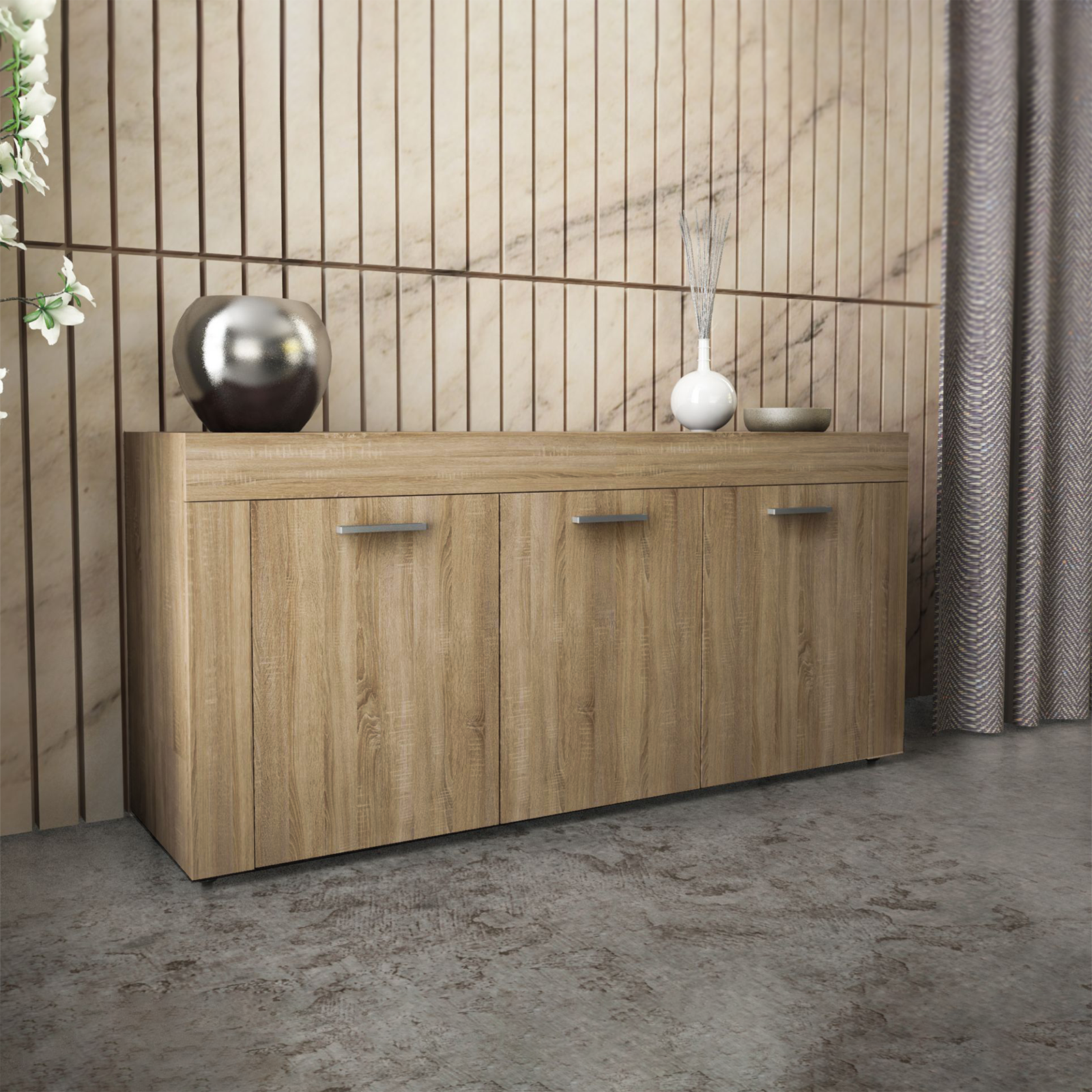 "K083" sideboard buffet sideboard wooden cabinet with 3 doors for living room cm 150x41 82h
