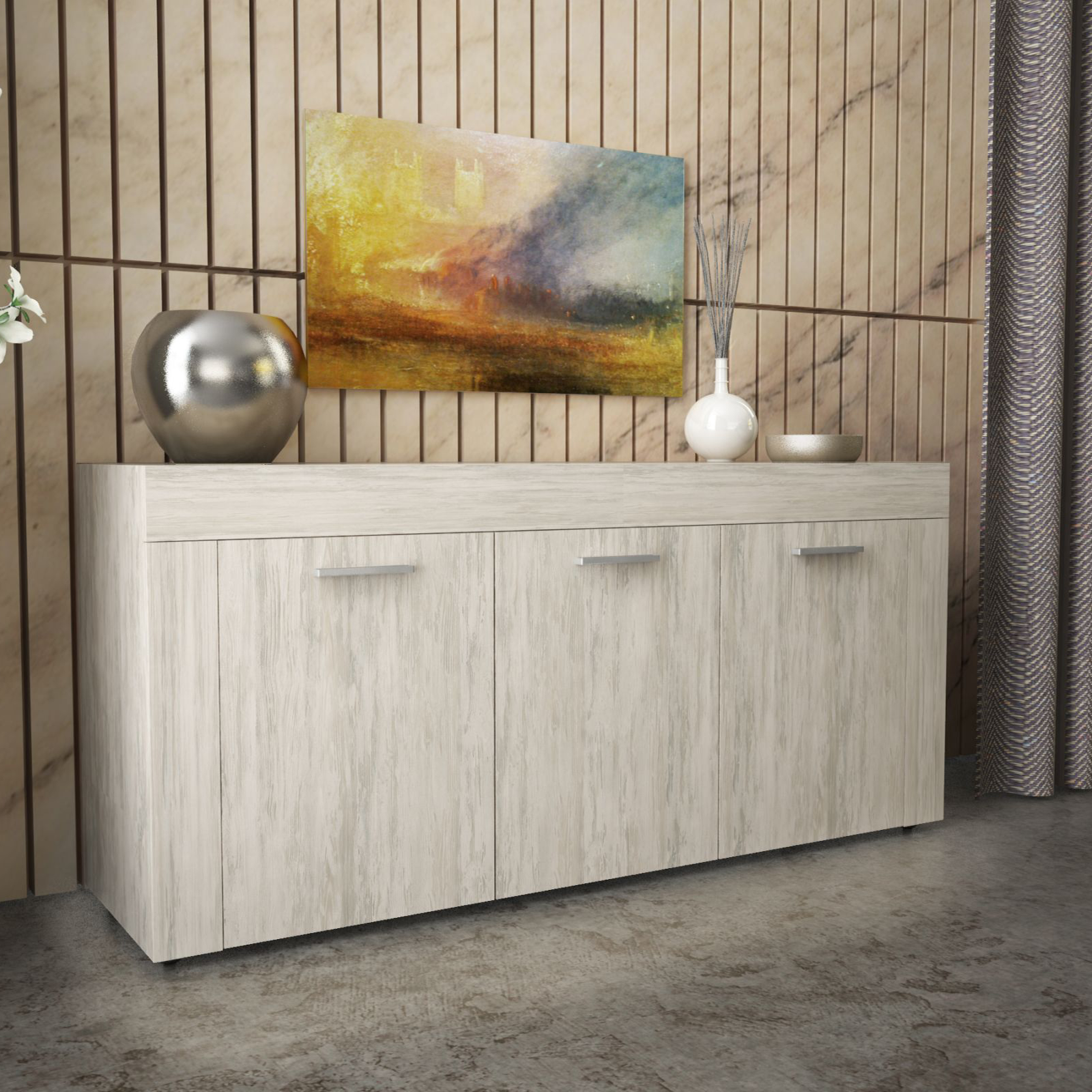 "K083" sideboard buffet sideboard wooden cabinet with 3 doors for living room cm 150x41 82h