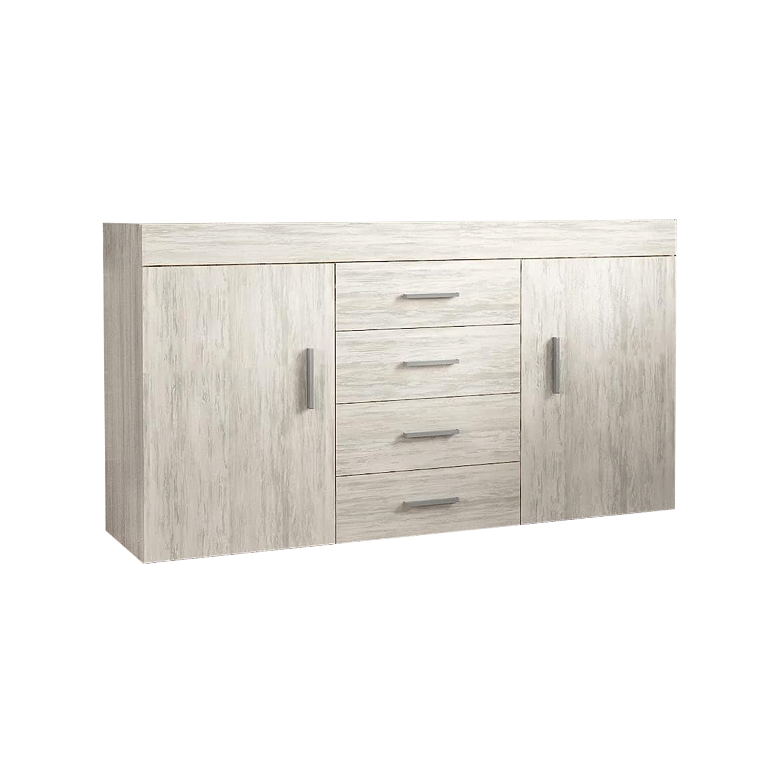"CH4298" white wooden entrance sideboard with 2 doors and 4 drawers, 153x40 cm, 85 cm high