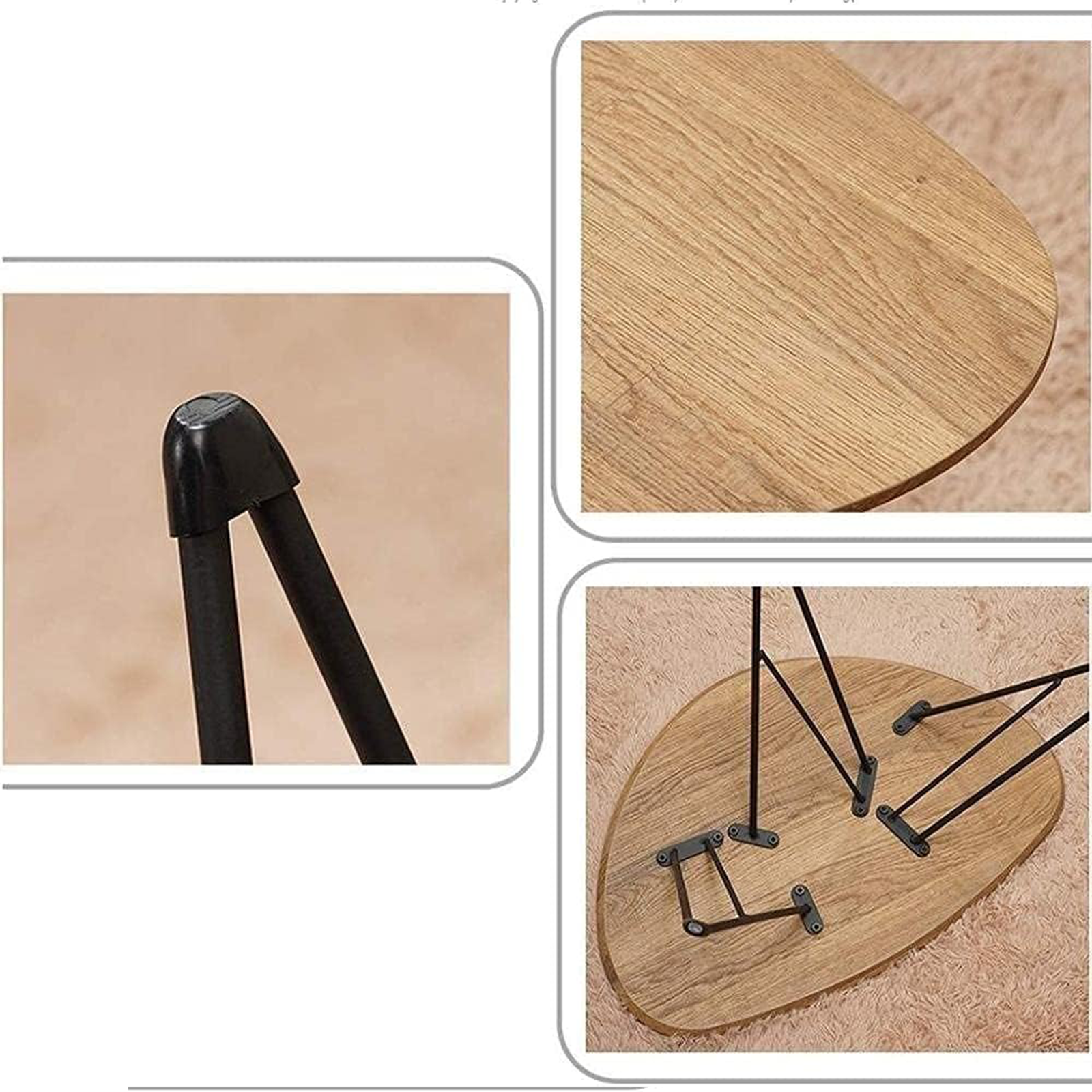 "Tampa" low coffee table for living room in metal and oak wood 80x78 cm 41h