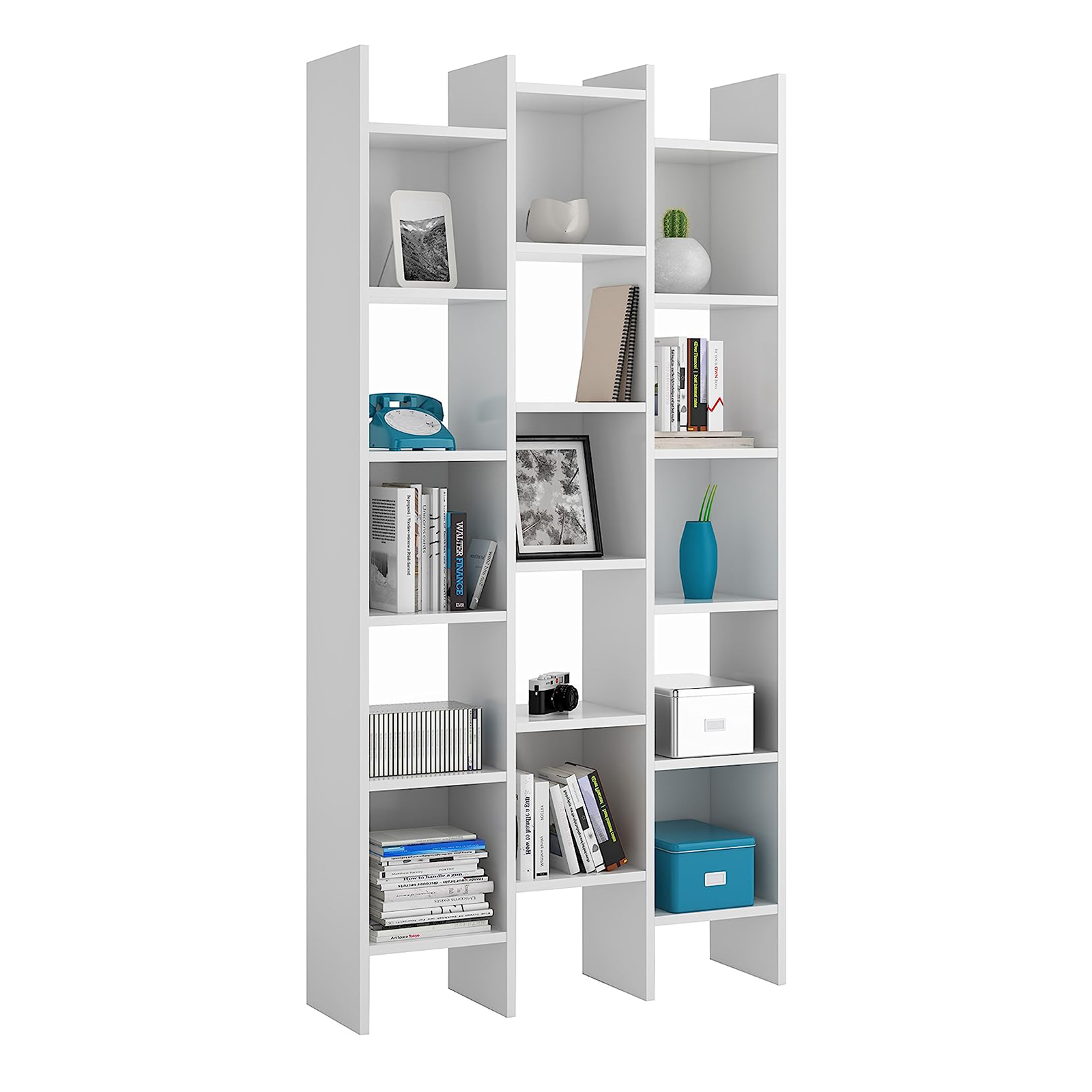 Tall open bookcase "Italian" 15 wooden shelves 96x25 cm 192h