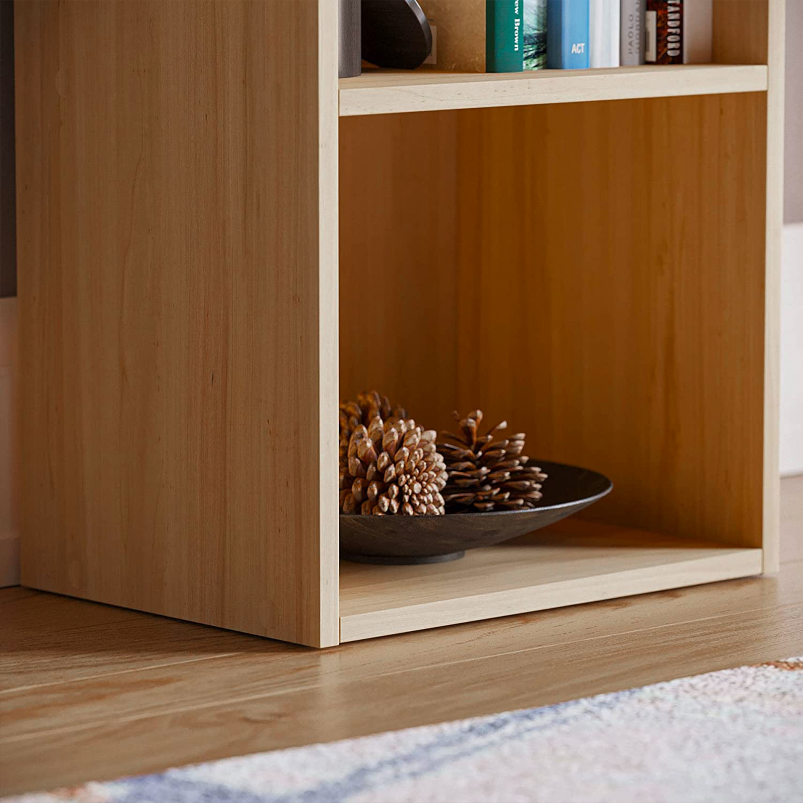 Tall open bookcase "Cubo" with 3 compartments in melamine wood, 31x30 cm, 91h