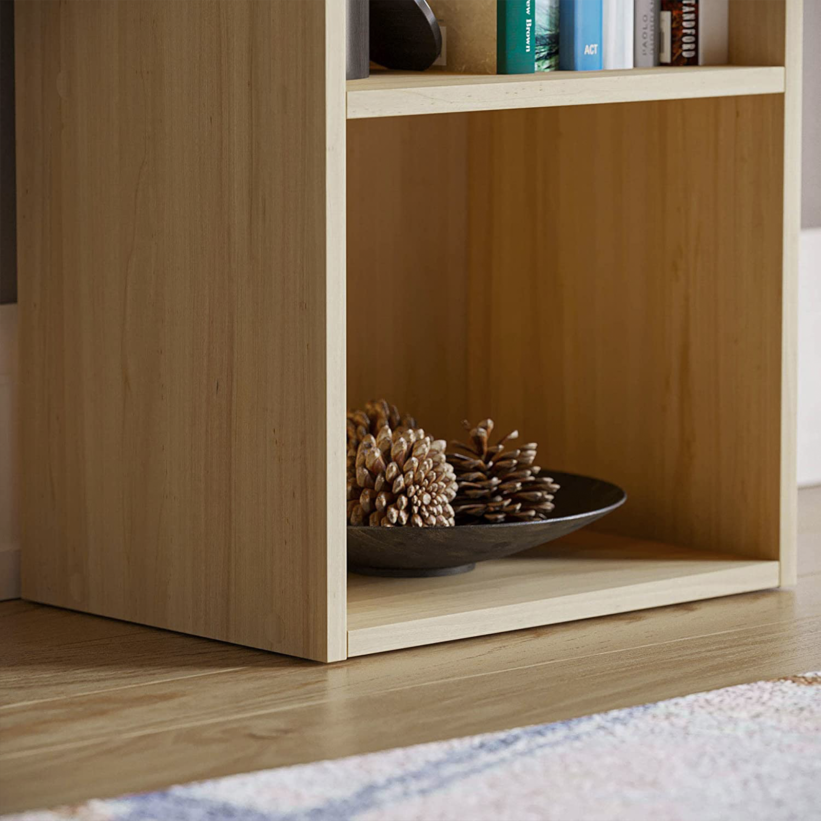 Tall open bookcase "Cubo" with 3 compartments in melamine wood, 31x30 cm, 91h