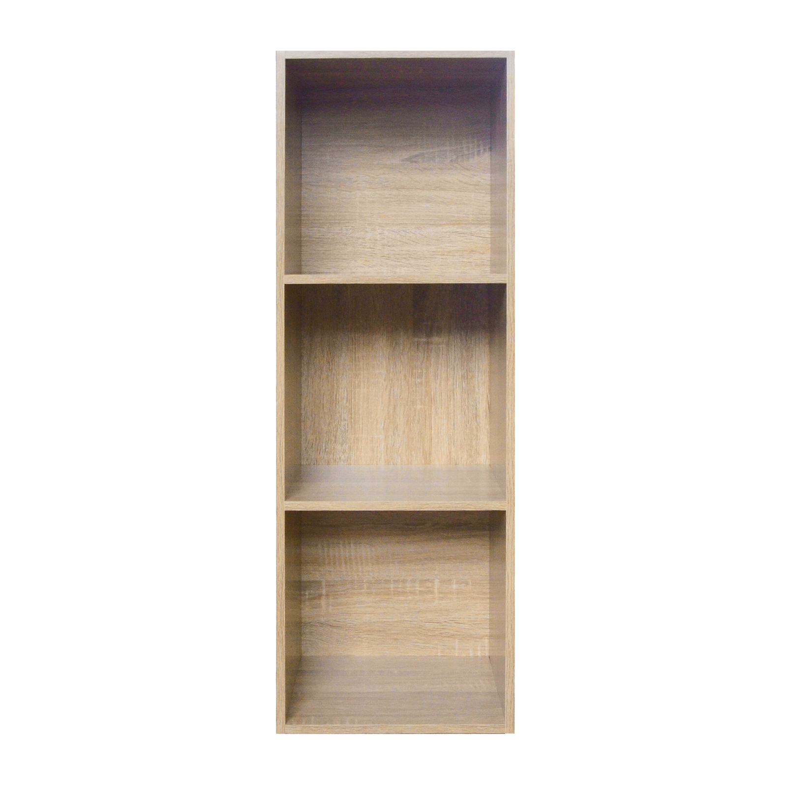 Tall open bookcase "Cubo" with 3 compartments in melamine wood, 31x30 cm, 91h