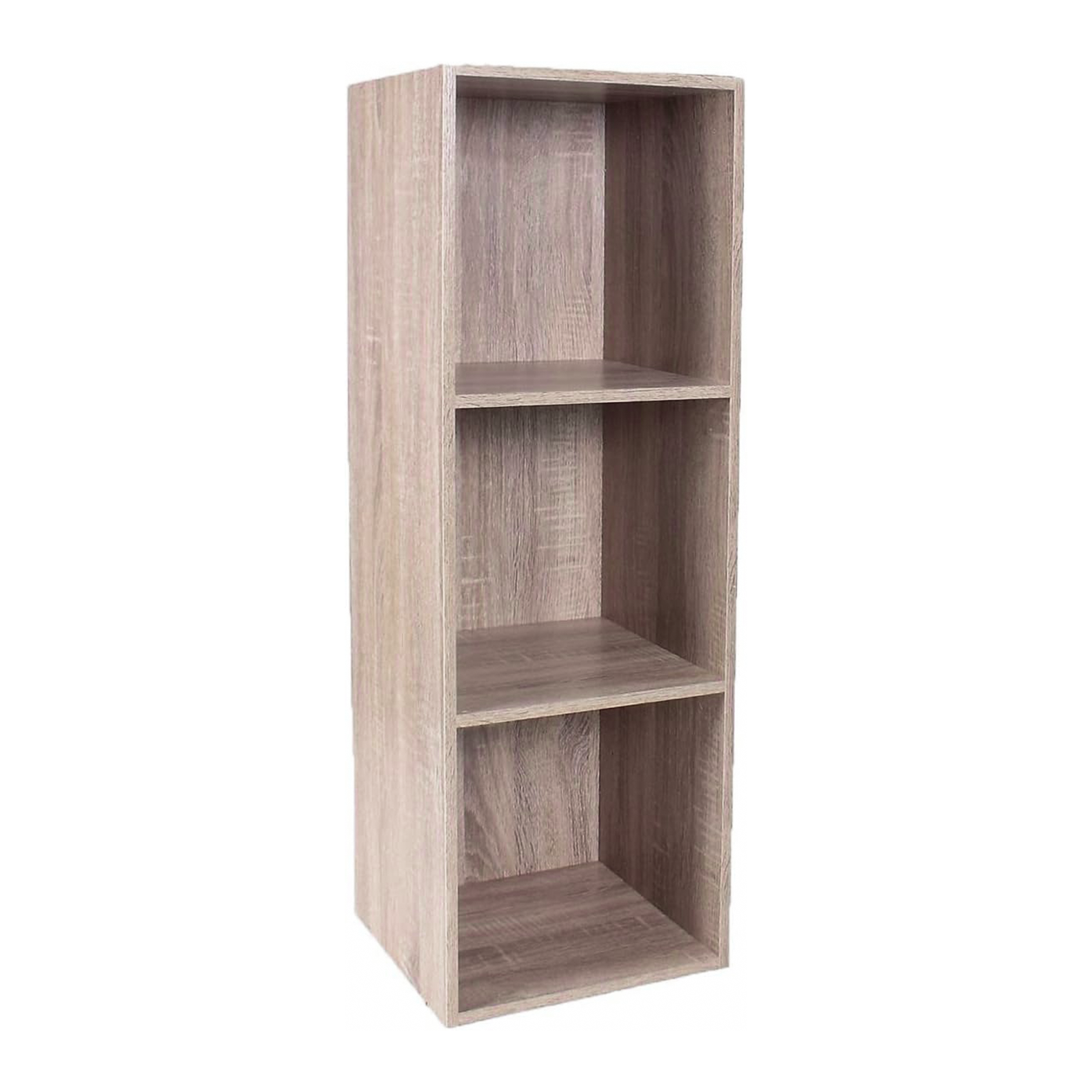Tall open bookcase "Cubo" with 3 compartments in melamine wood, 31x30 cm, 91h