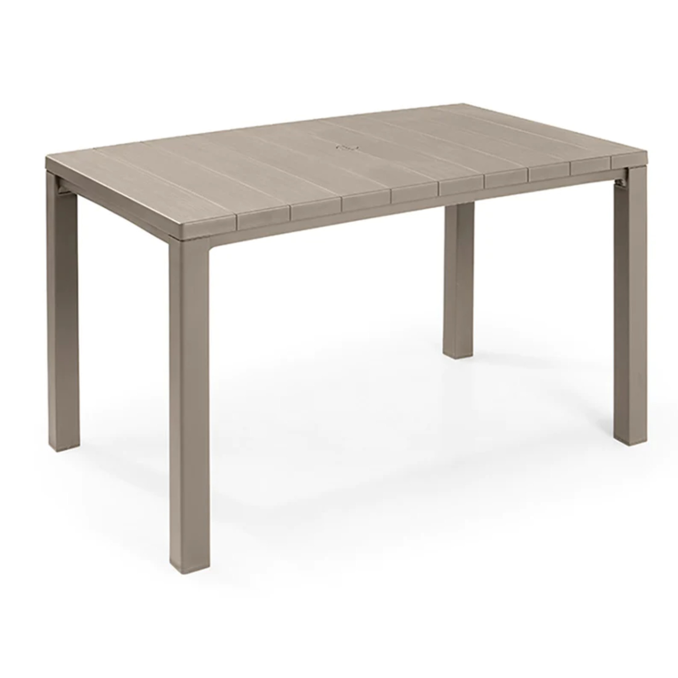 "Julie" square resin slatted outdoor table for garden, 147x90 cm, 74h