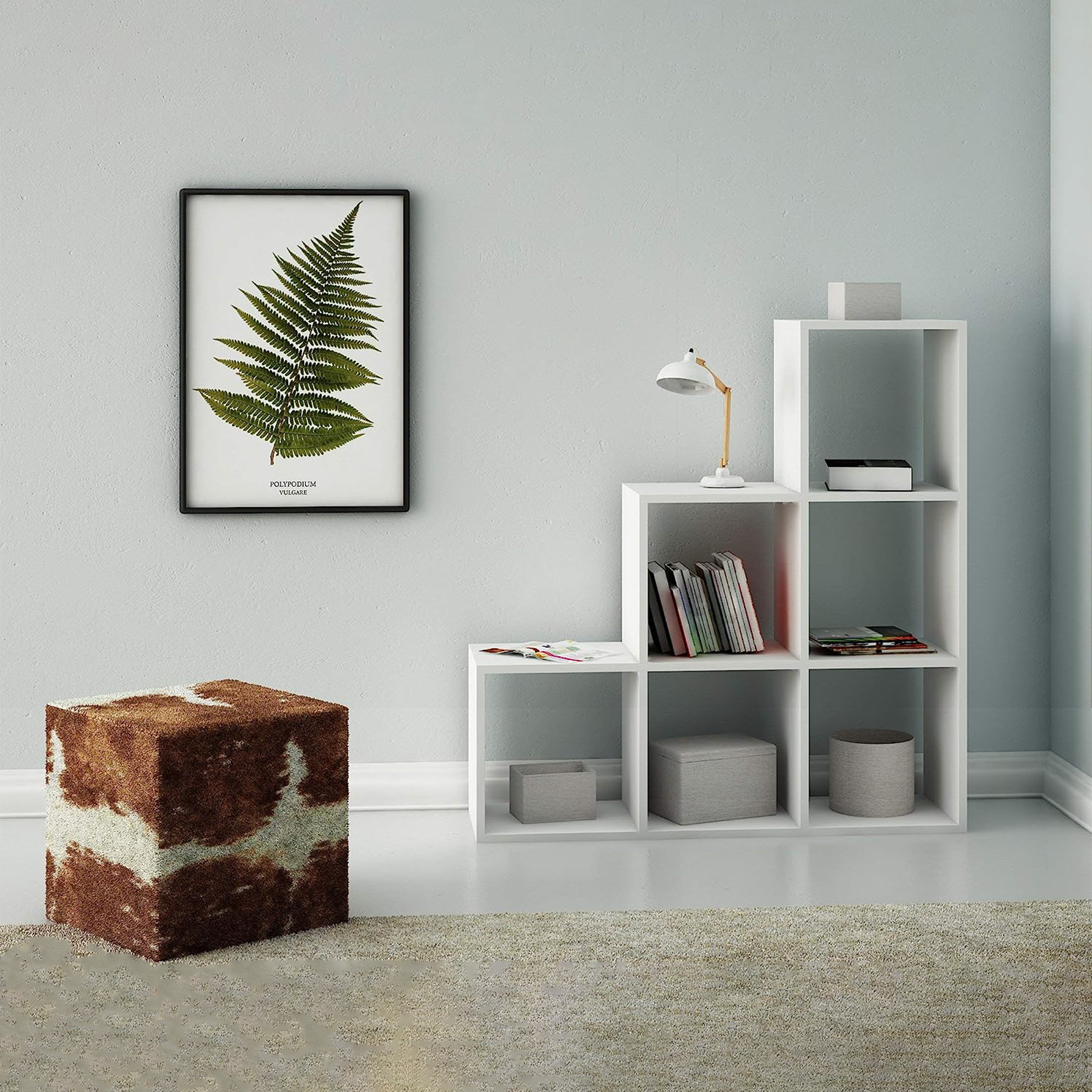 "Scala" open bookcase with 6 compartments in melamine wood, 105x33 cm, 109h