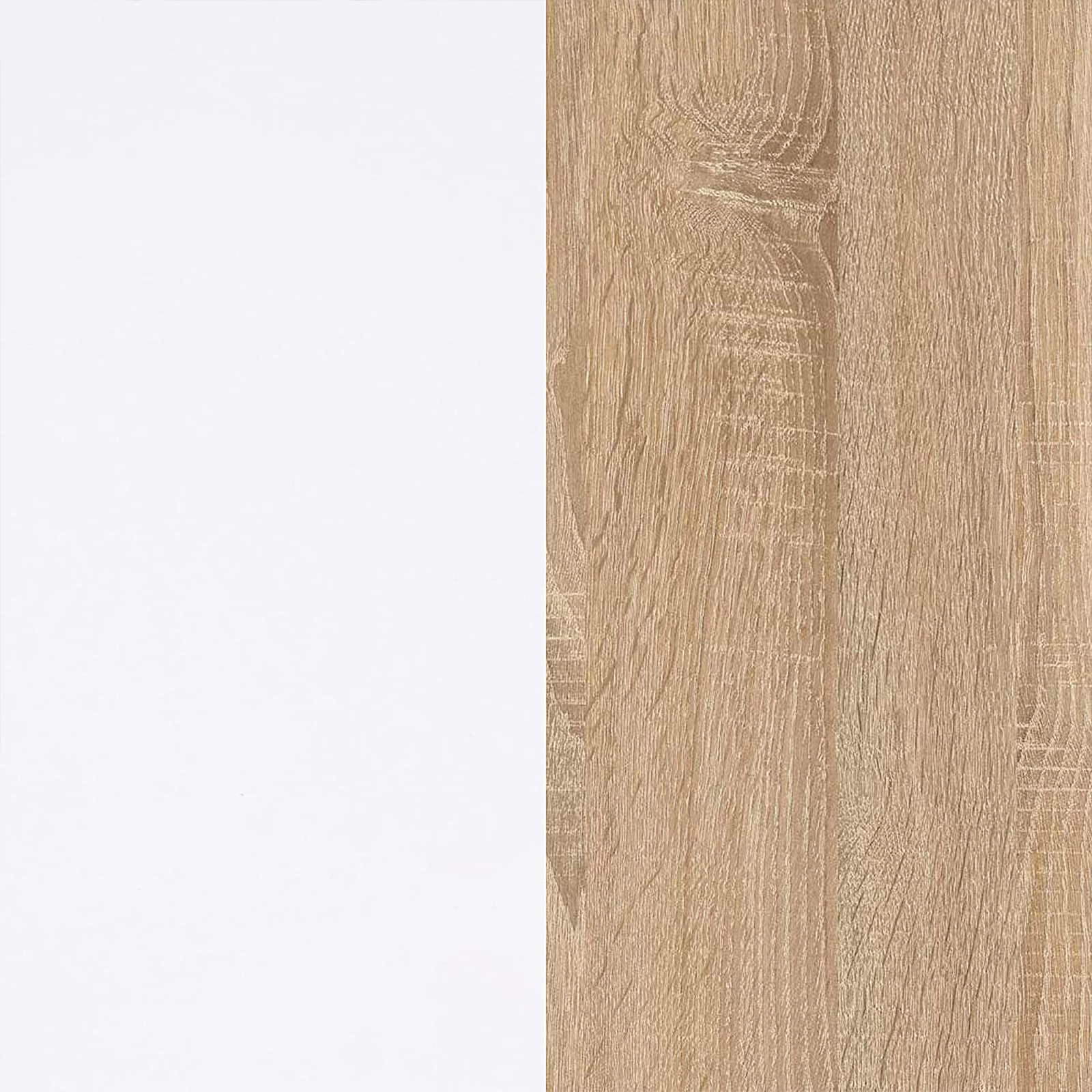 Open bookcase "Box" with 6 compartments, white and oak, melamine wood, 108x28 cm, 110h