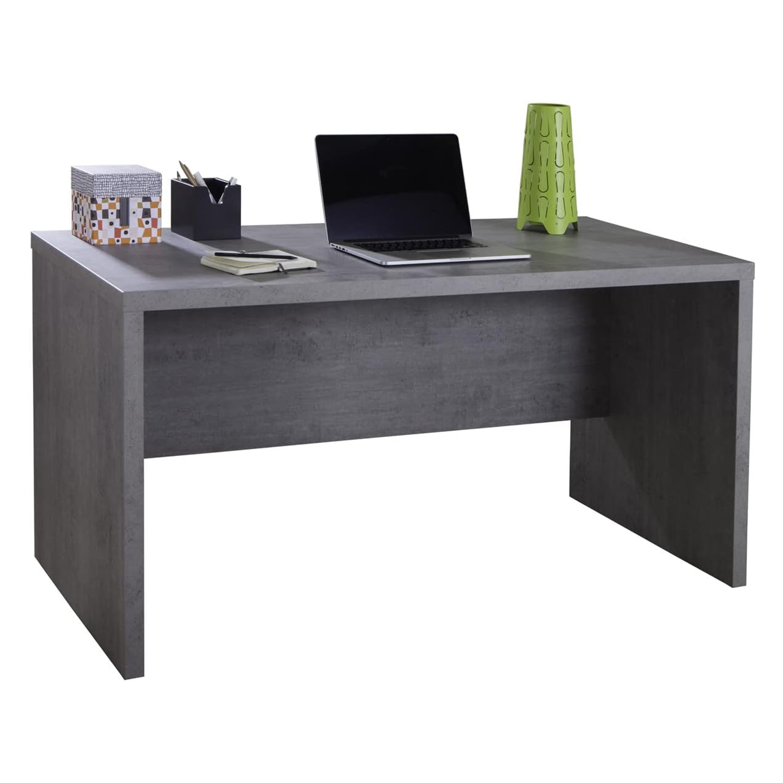 Modern "Home" wooden desk for office in imitation concrete, 140x69 cm, 74h