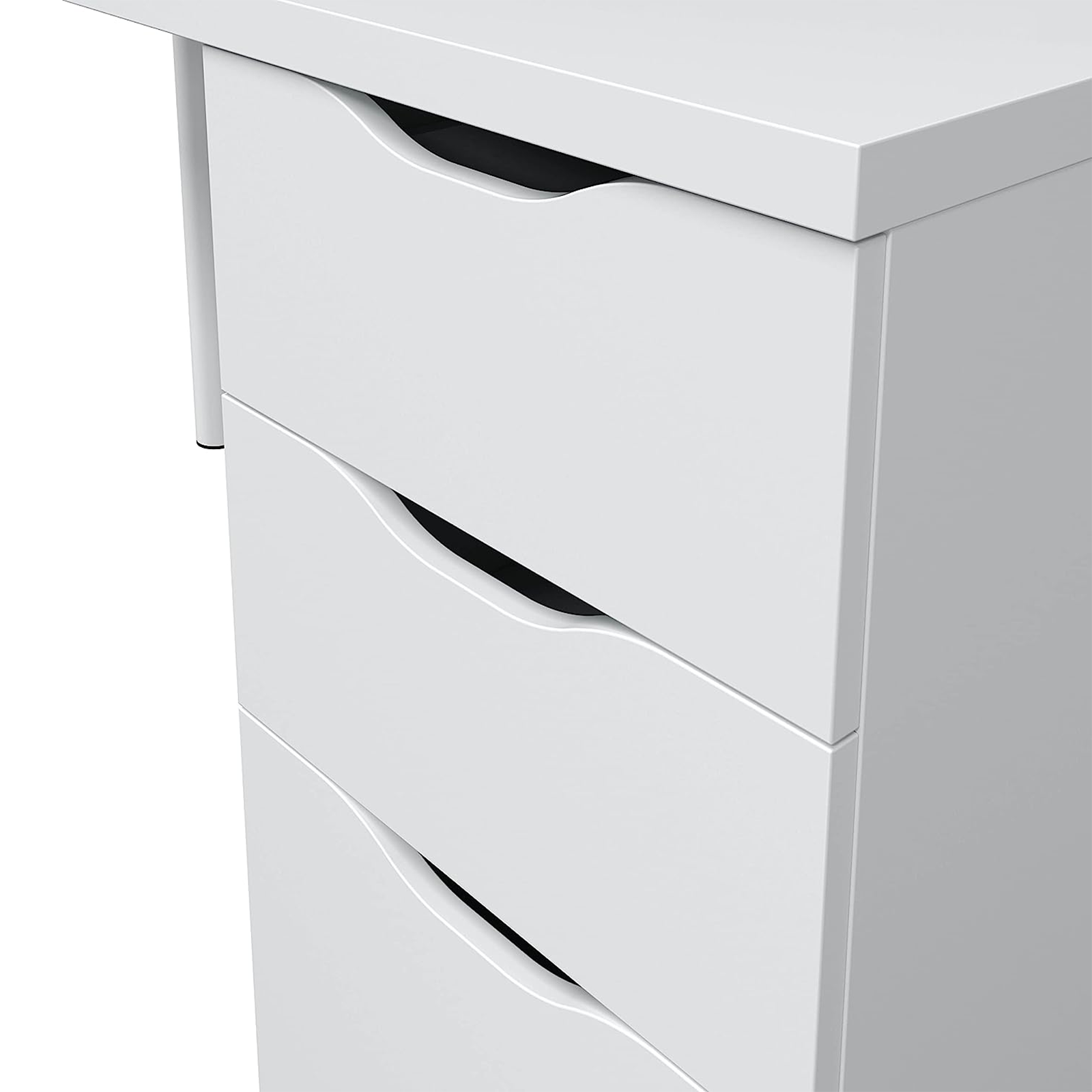 White "Athena" chipboard desk with 3 drawers and metal legs, 138x60 cm, 74h