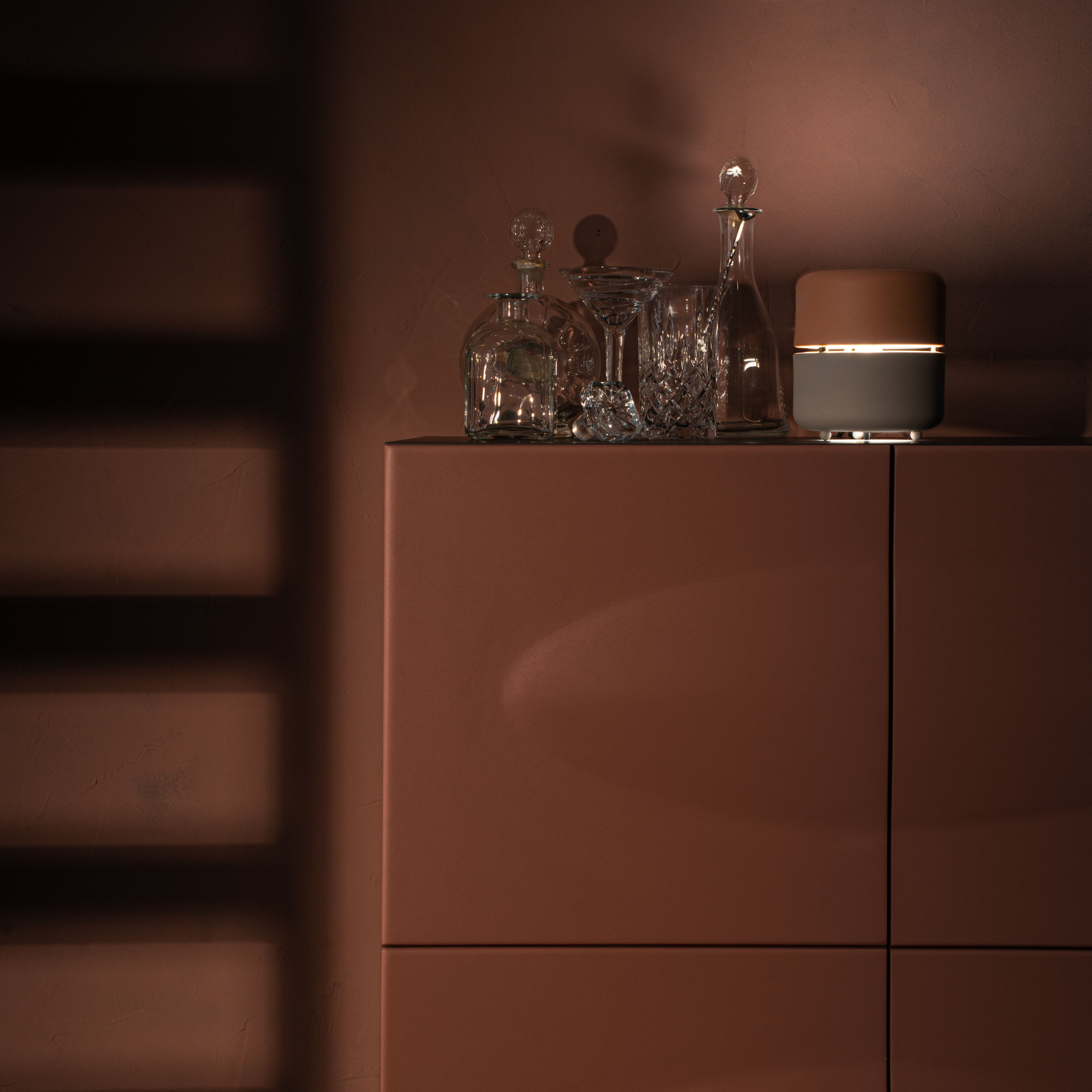 Metal lamp with "Spica" lampshade, floor, table and hanging