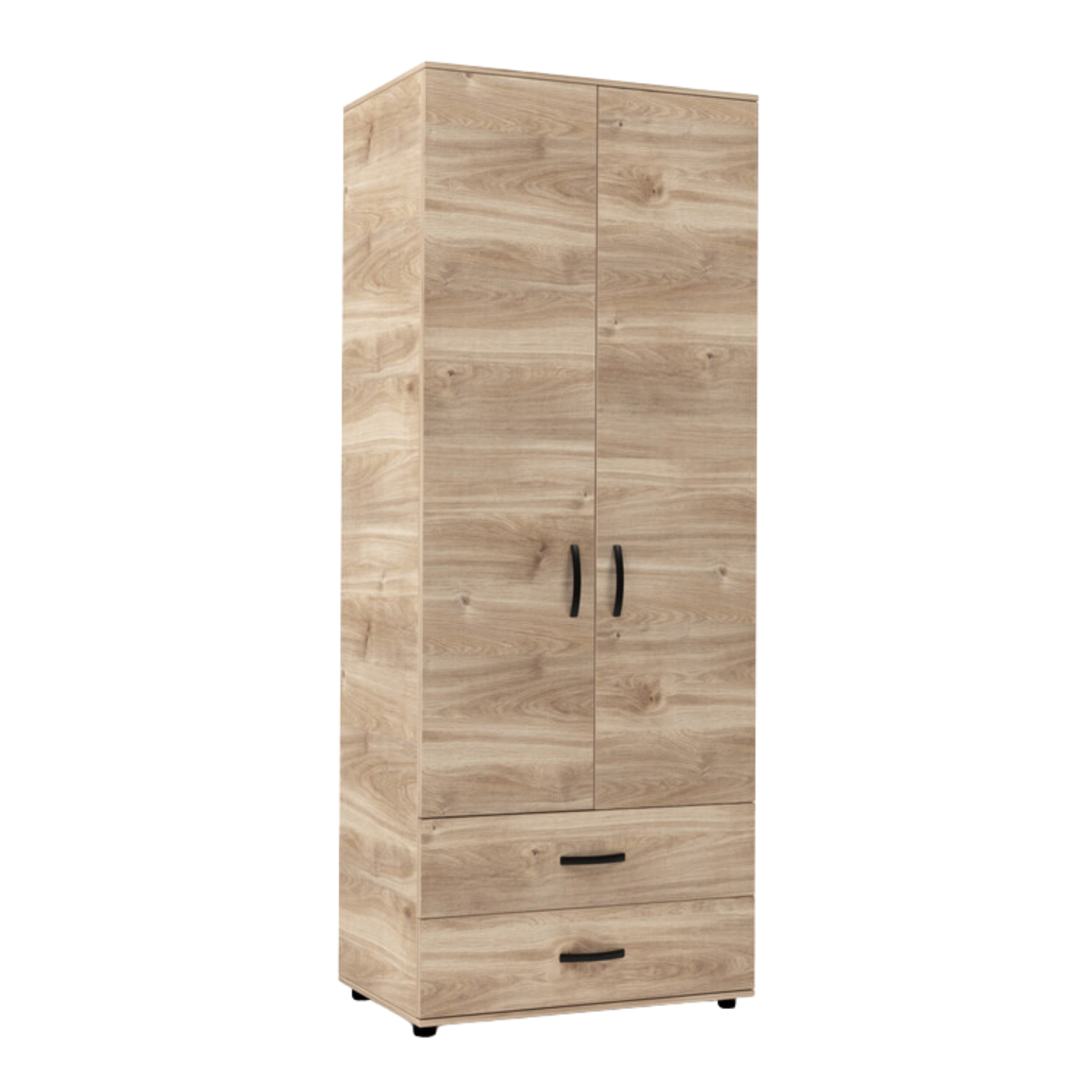 "Clay" wooden wardrobe with 2 doors and 2 drawers, 80x52 cm, 205 cm high