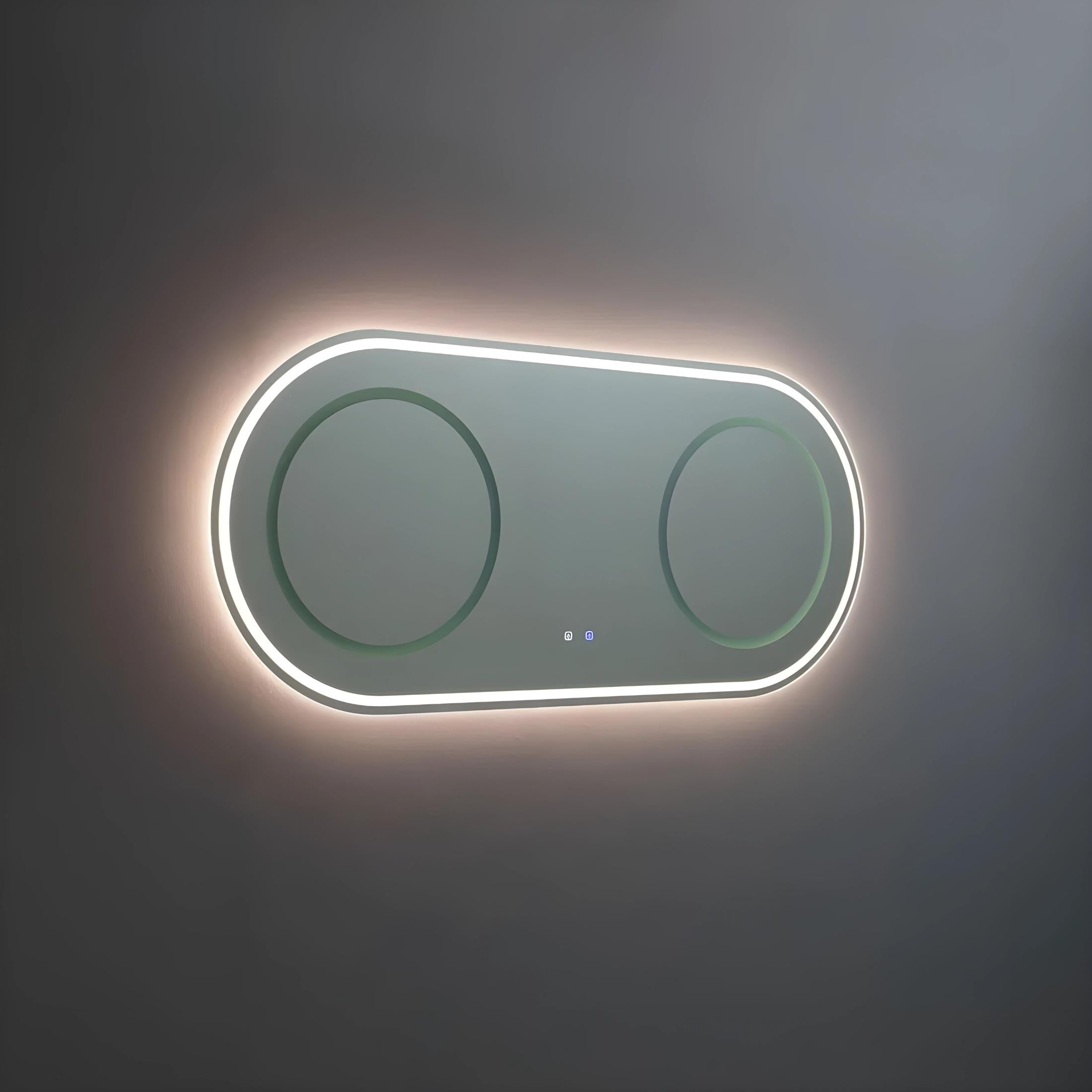 "Luce" double-sided LED bathroom mirror in aluminum, 180x80 cm.