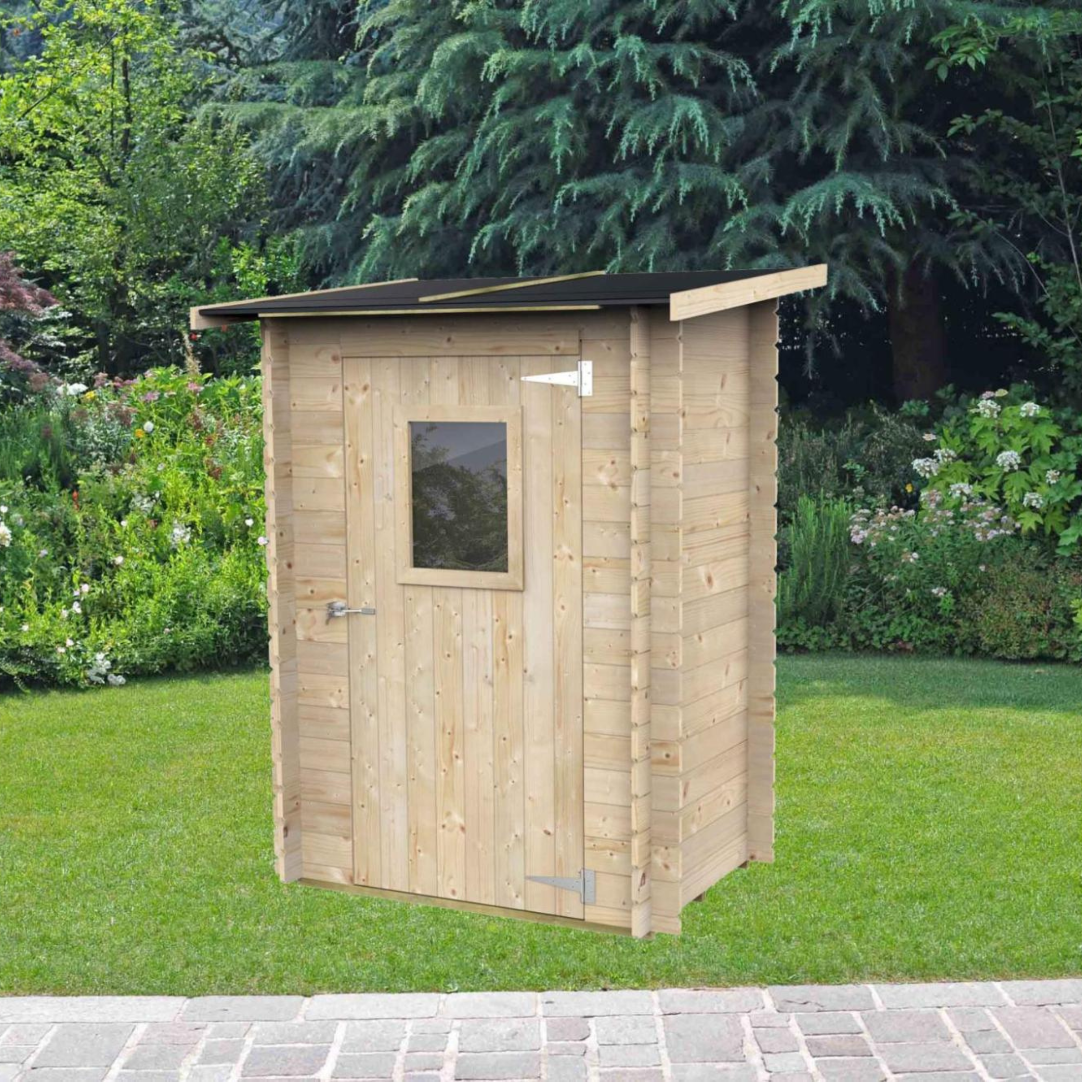"Hobby" wooden garden house, single-pitched, 146x98 cm, 197 cm high, single door with window