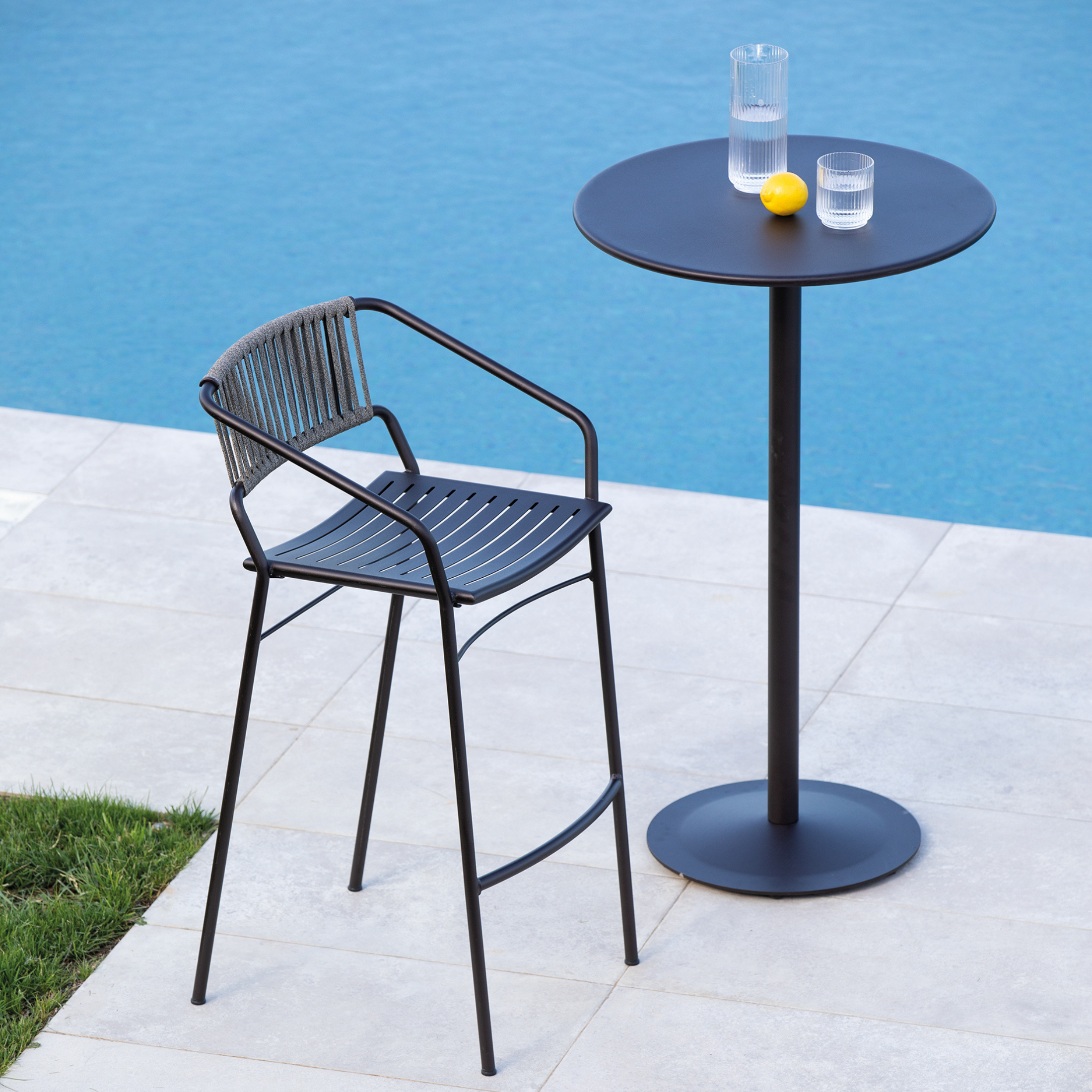 Stackable galvanized metal garden stool "Slot" 54x60 cm 100h