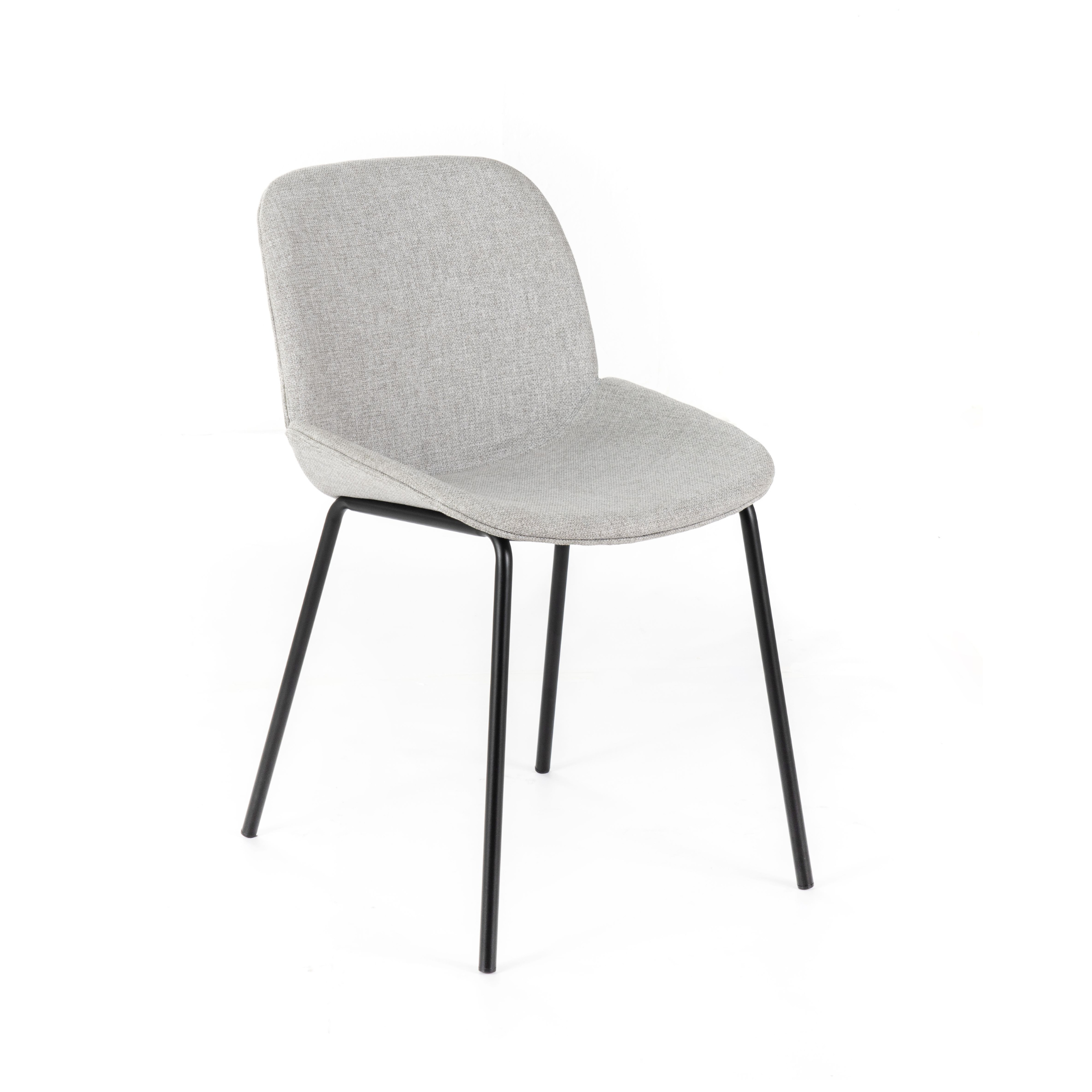 Set of "Sami" fabric dining chairs with elegant modern painted metal legs