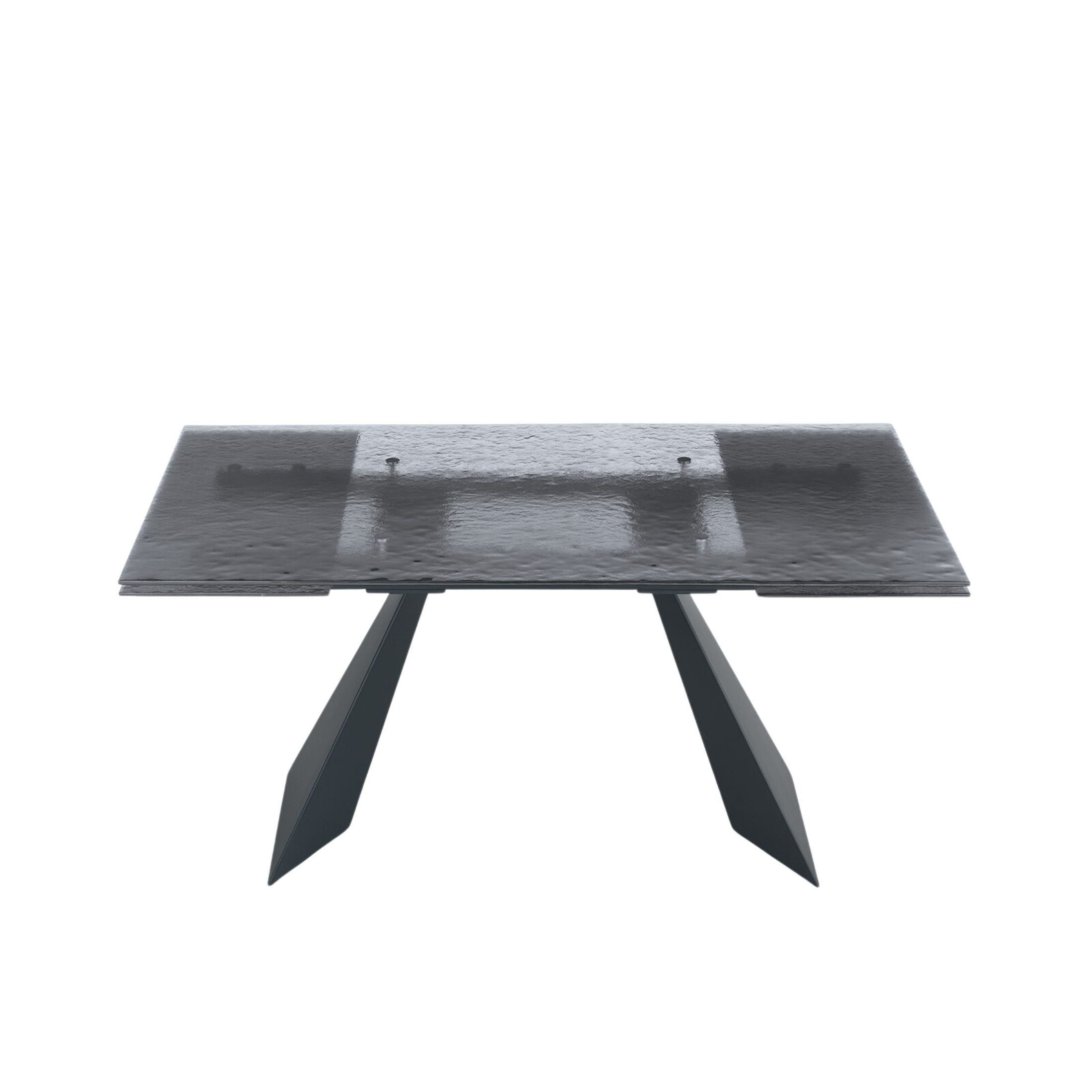 "Rubino" extendable dining table with hammered glass top