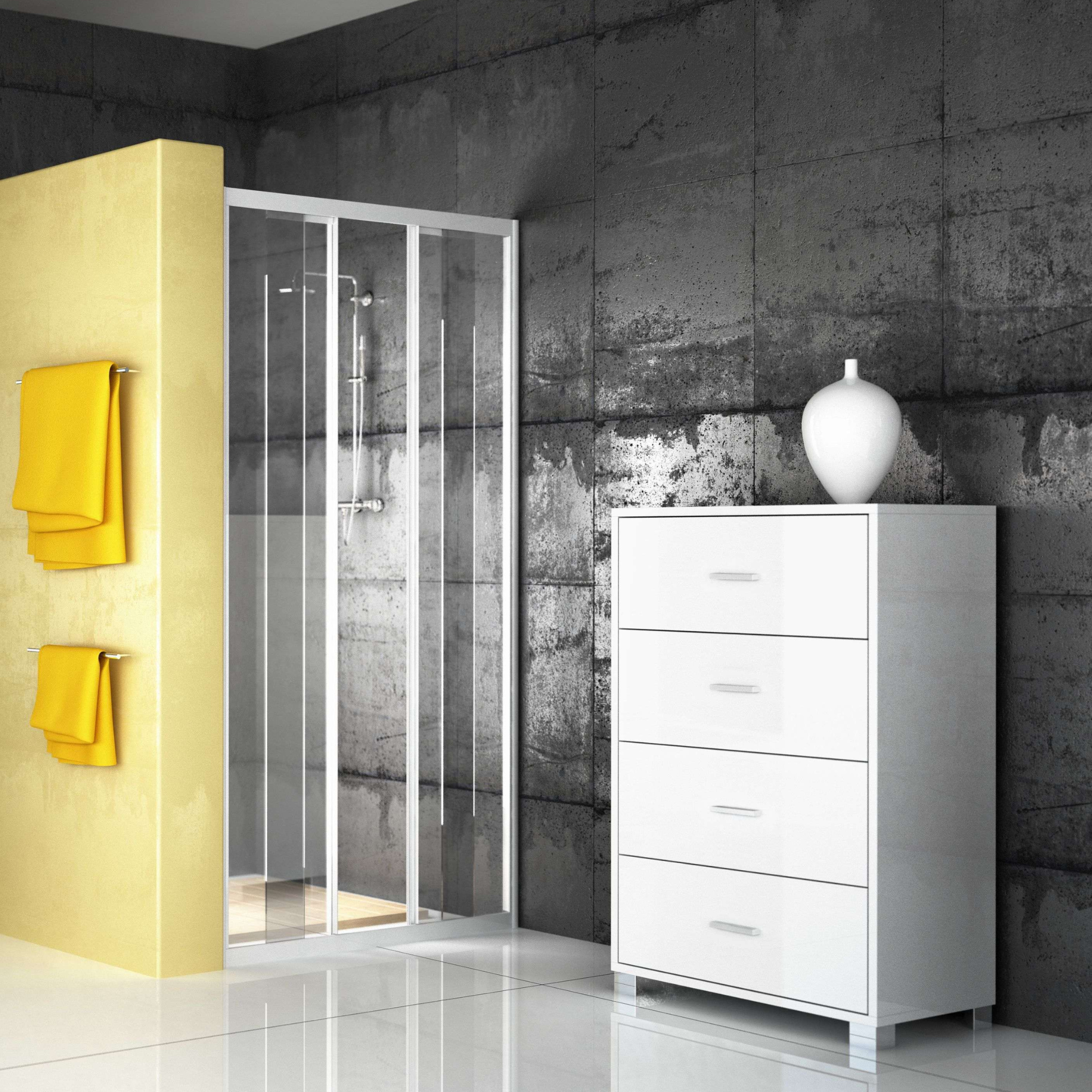 "Project" mobile wooden chest of drawers with 4 multifunctional drawers, 71x41 cm, 110 cm high.