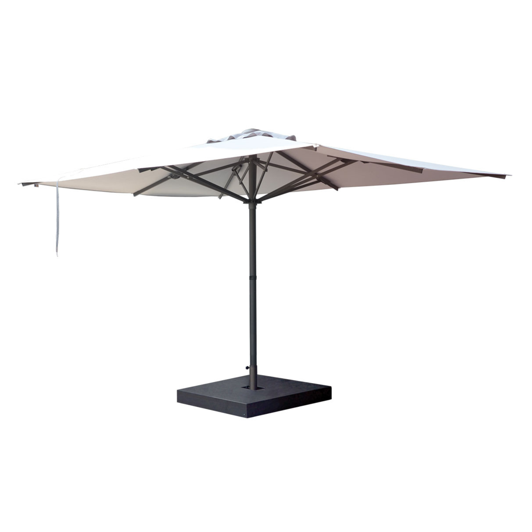 Modern white "Platino Basic" garden umbrella with anthracite telescopic central pole