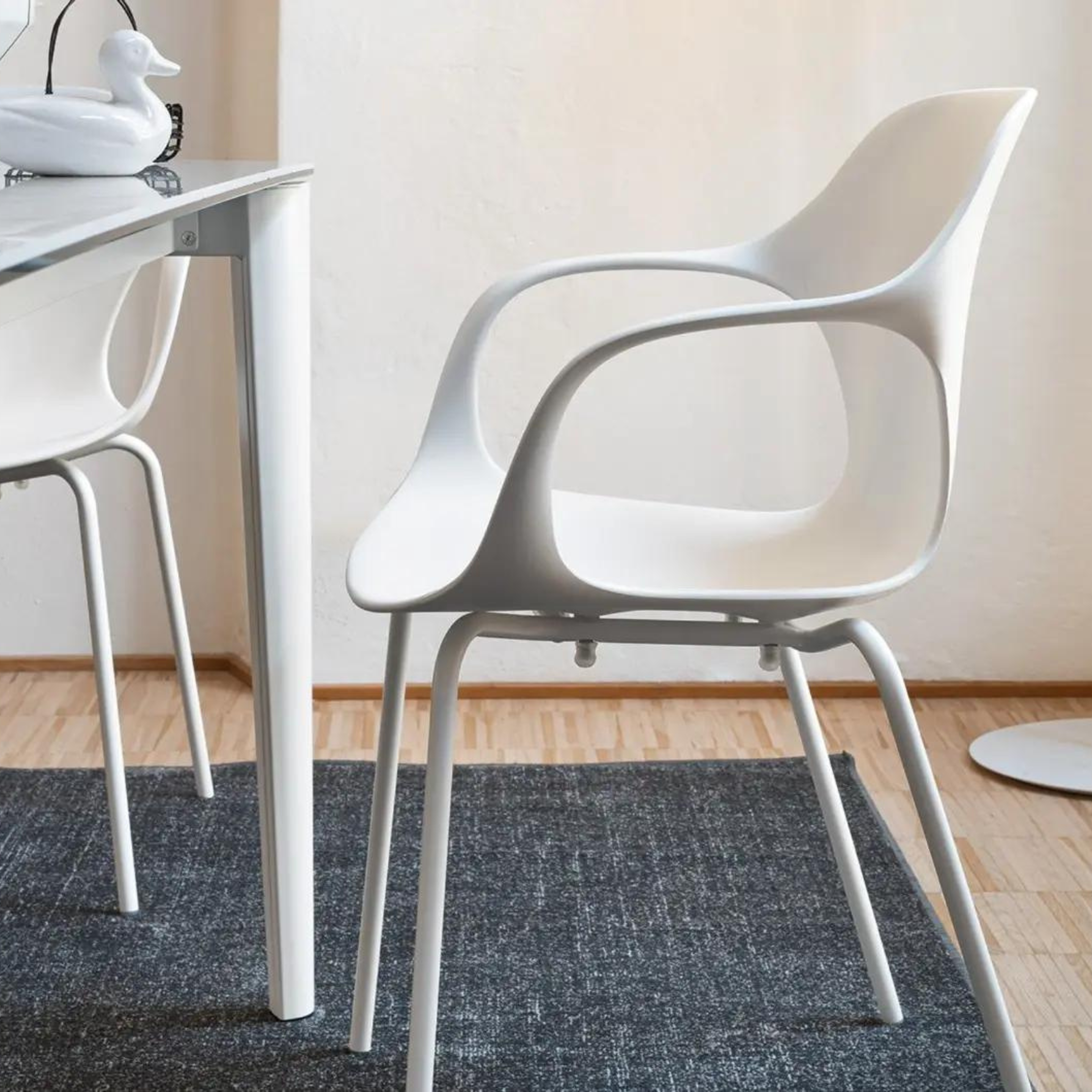 Set of modern "Ops" chairs in painted metal and recycled polypropylene