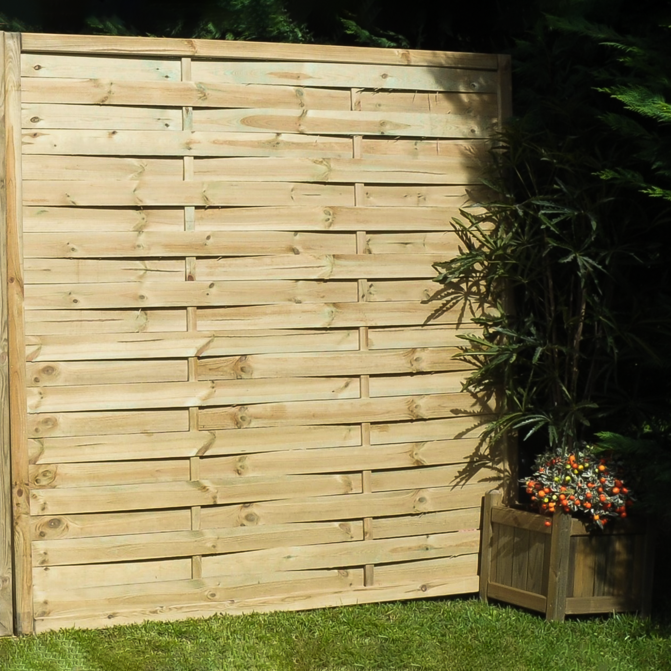 "Eco16" windbreak panel in autoclave-treated wood, 180 cm high