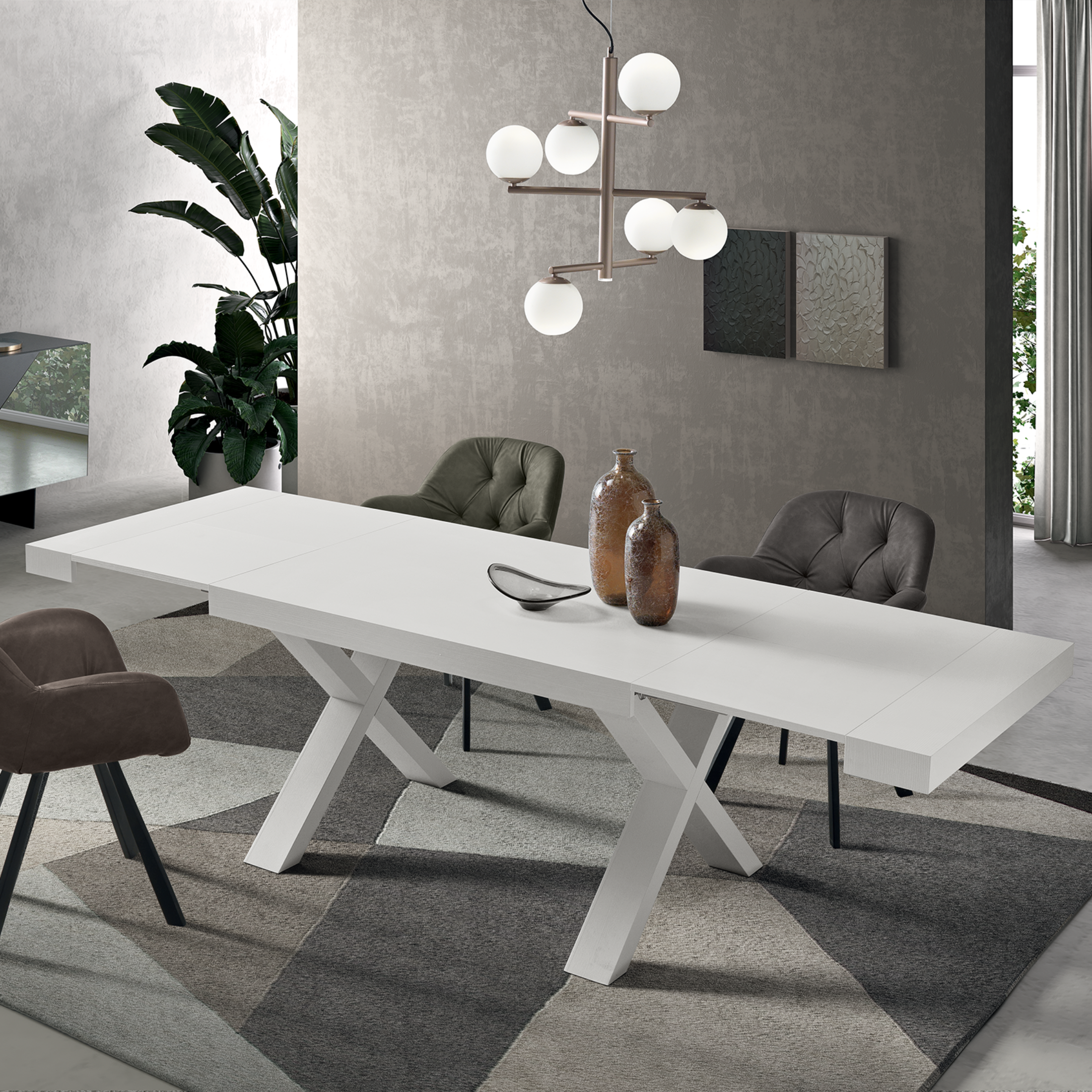 "Barton" extendable dining table with wood-effect laminate extensions, 160/260x90 cm, 76h