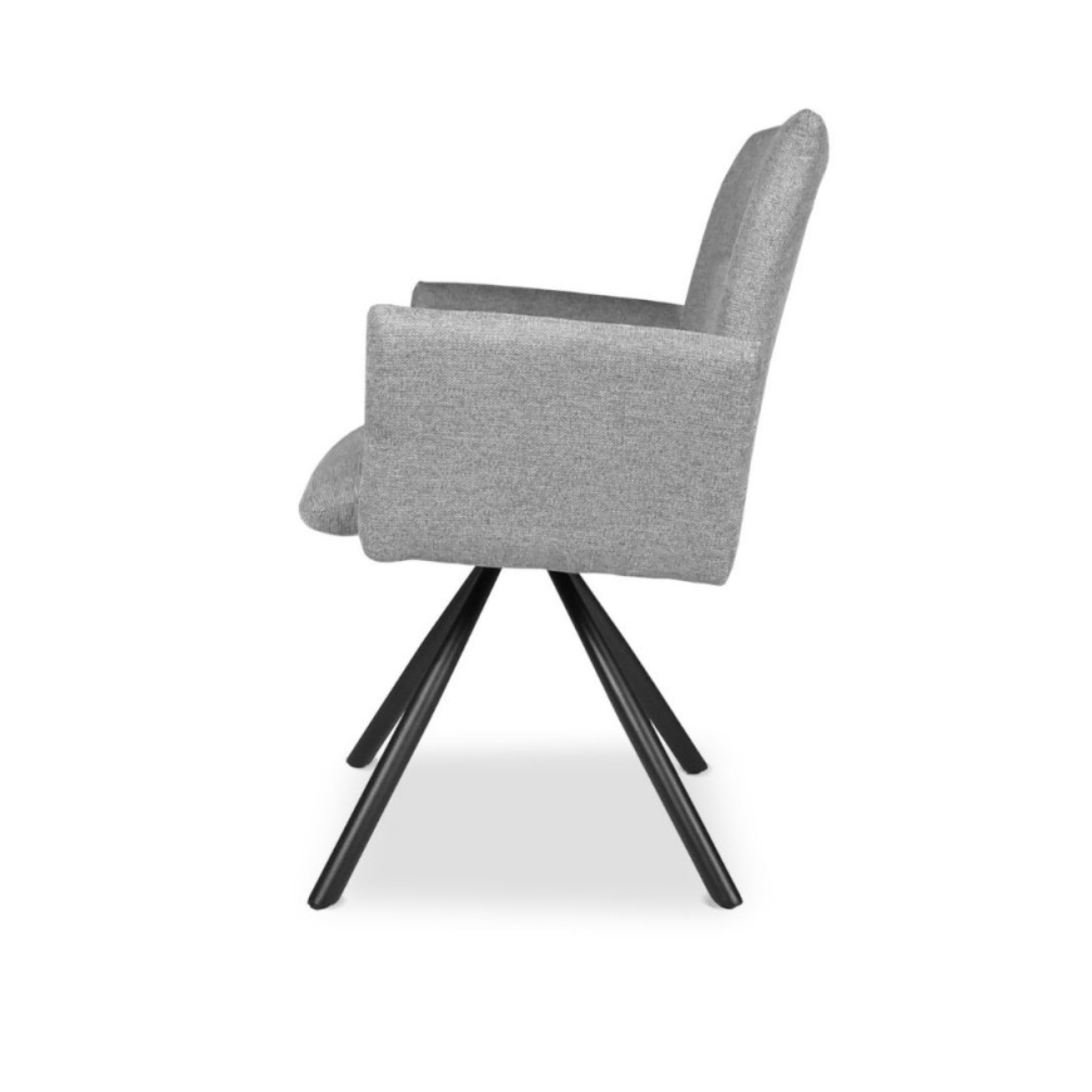 Set of "Mosaic" swivel dining chairs upholstered in fabric with black metal legs cm 66x63 88h