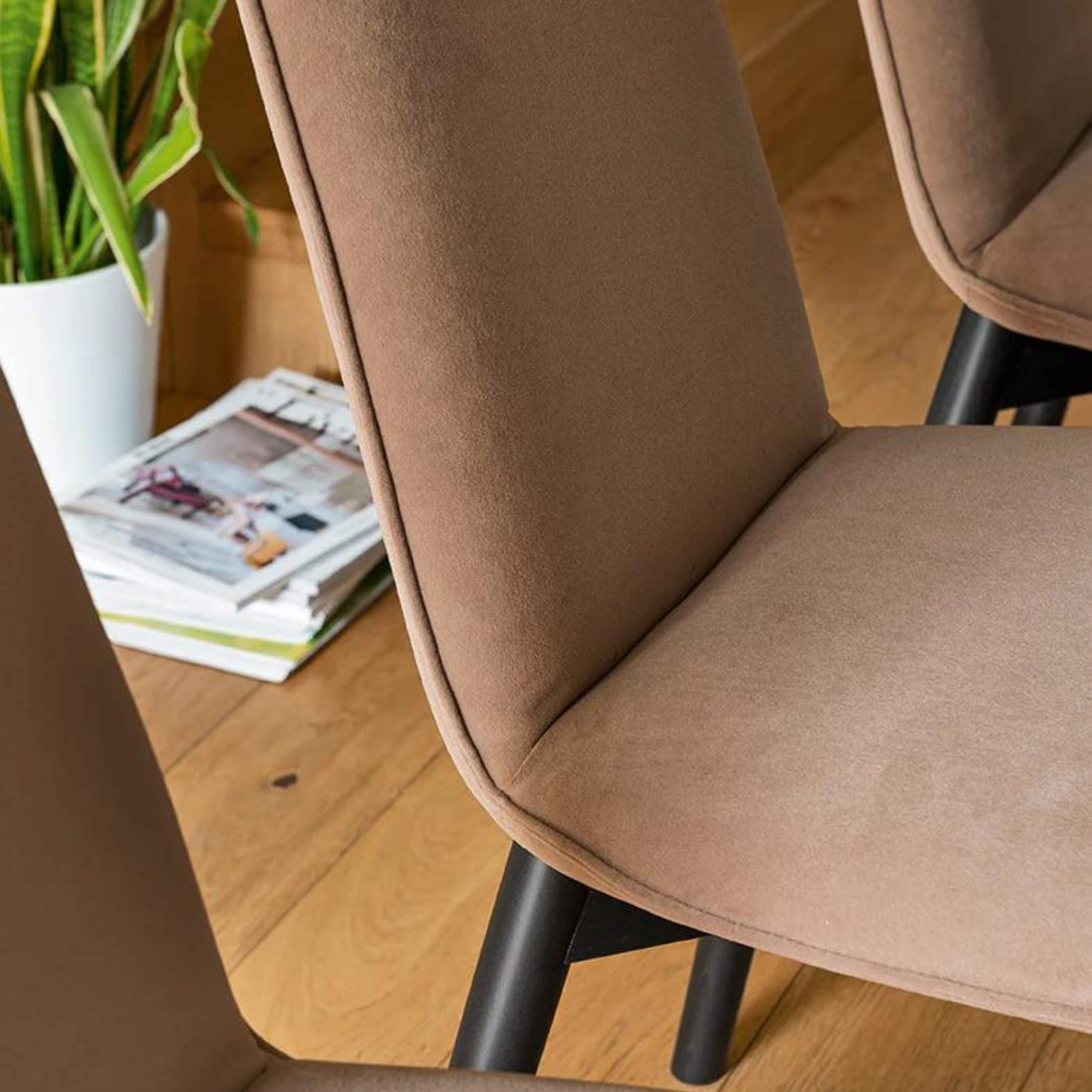 Set of modern living room chairs "Riley" with padded fabric cm 46x60.5 94h