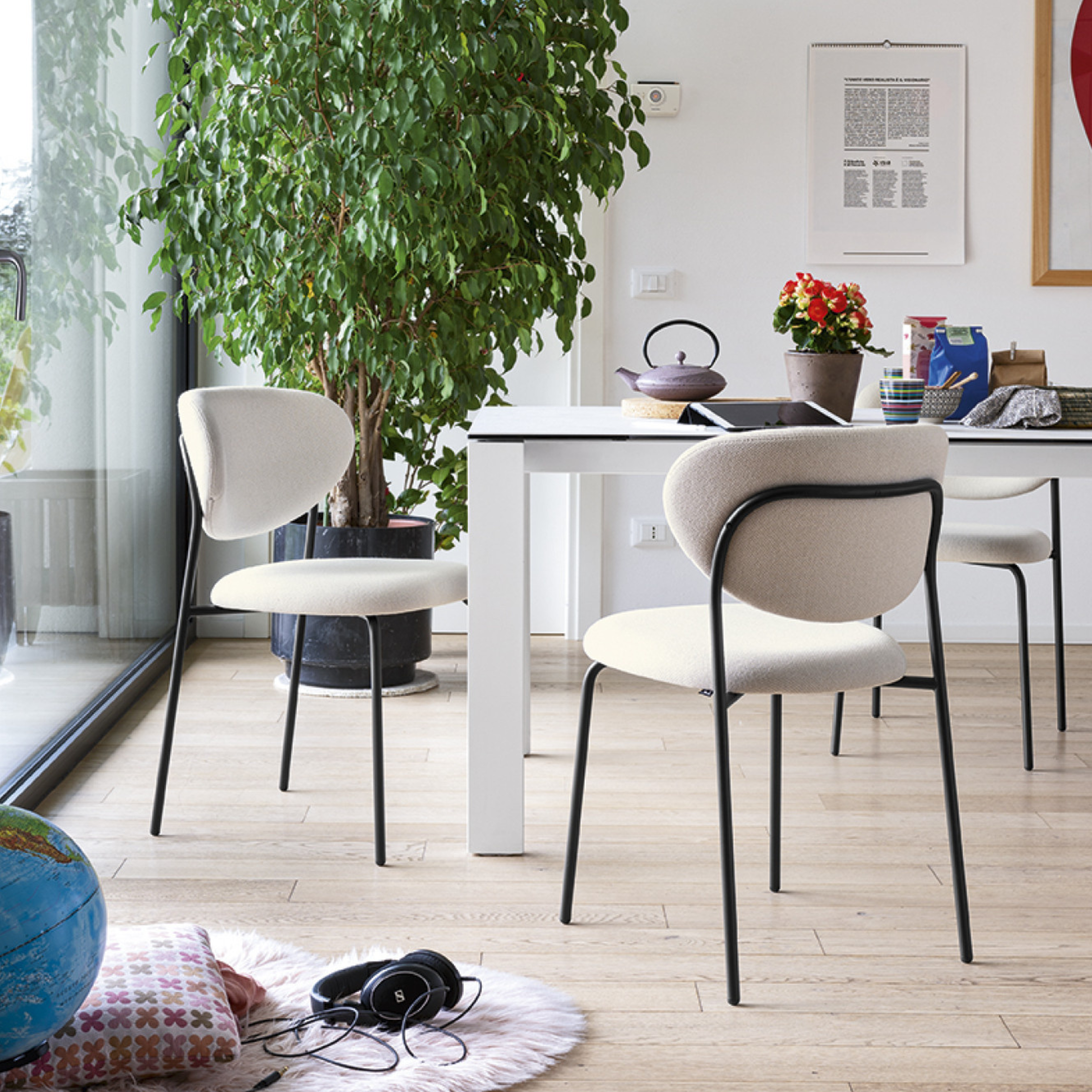 Set of modern living room chairs "Cozy" with padded seat and back cm 50x54 80.5h