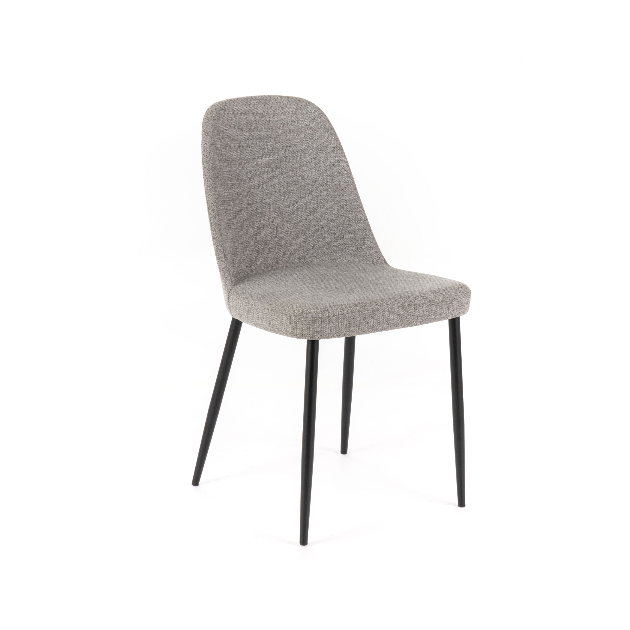 Set of modern "Giglio" fabric chairs with painted metal legs, 46x55 cm, 85 cm high