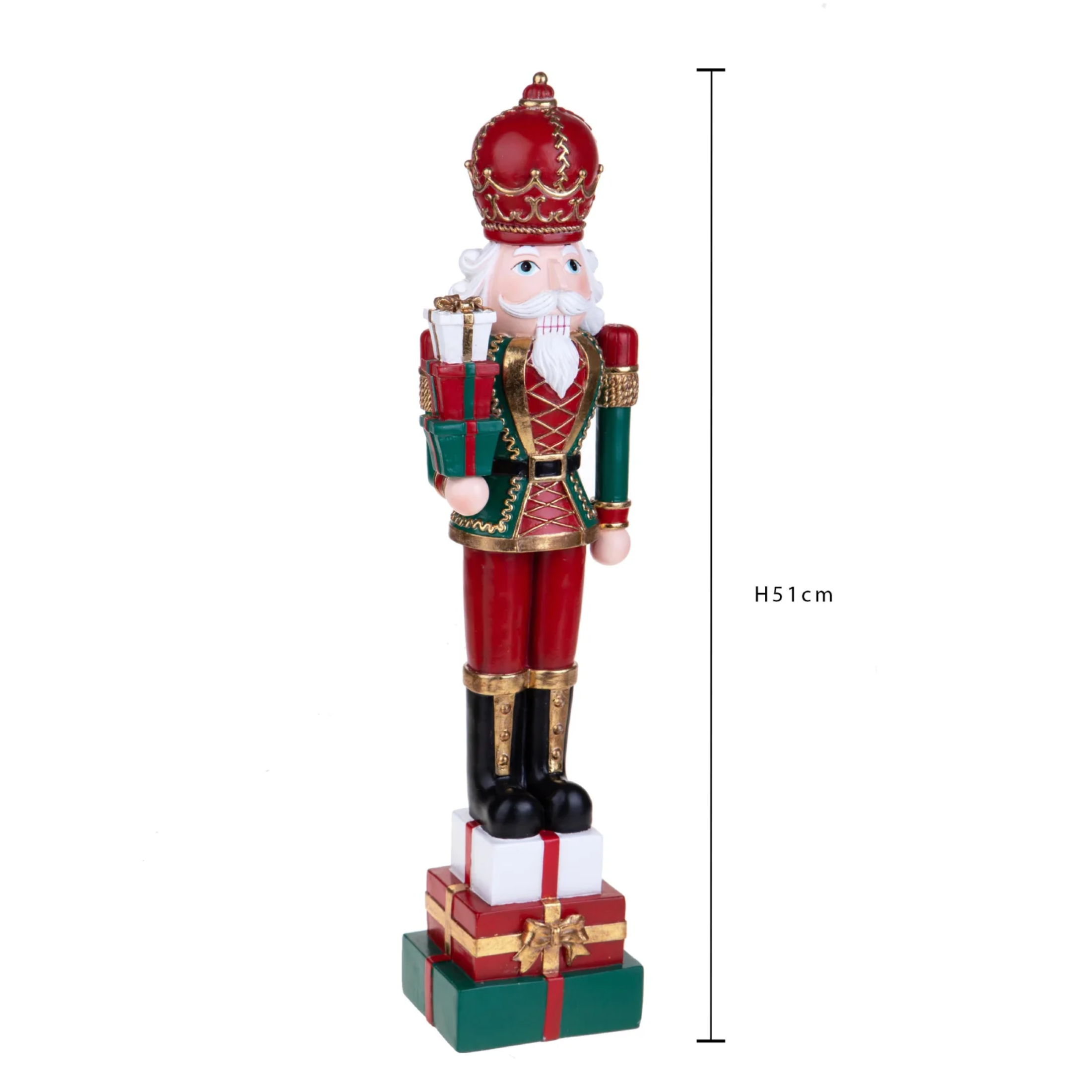 Nutcracker with gift boxes in resin, classic and elegant Christmas decoration 51 cm high