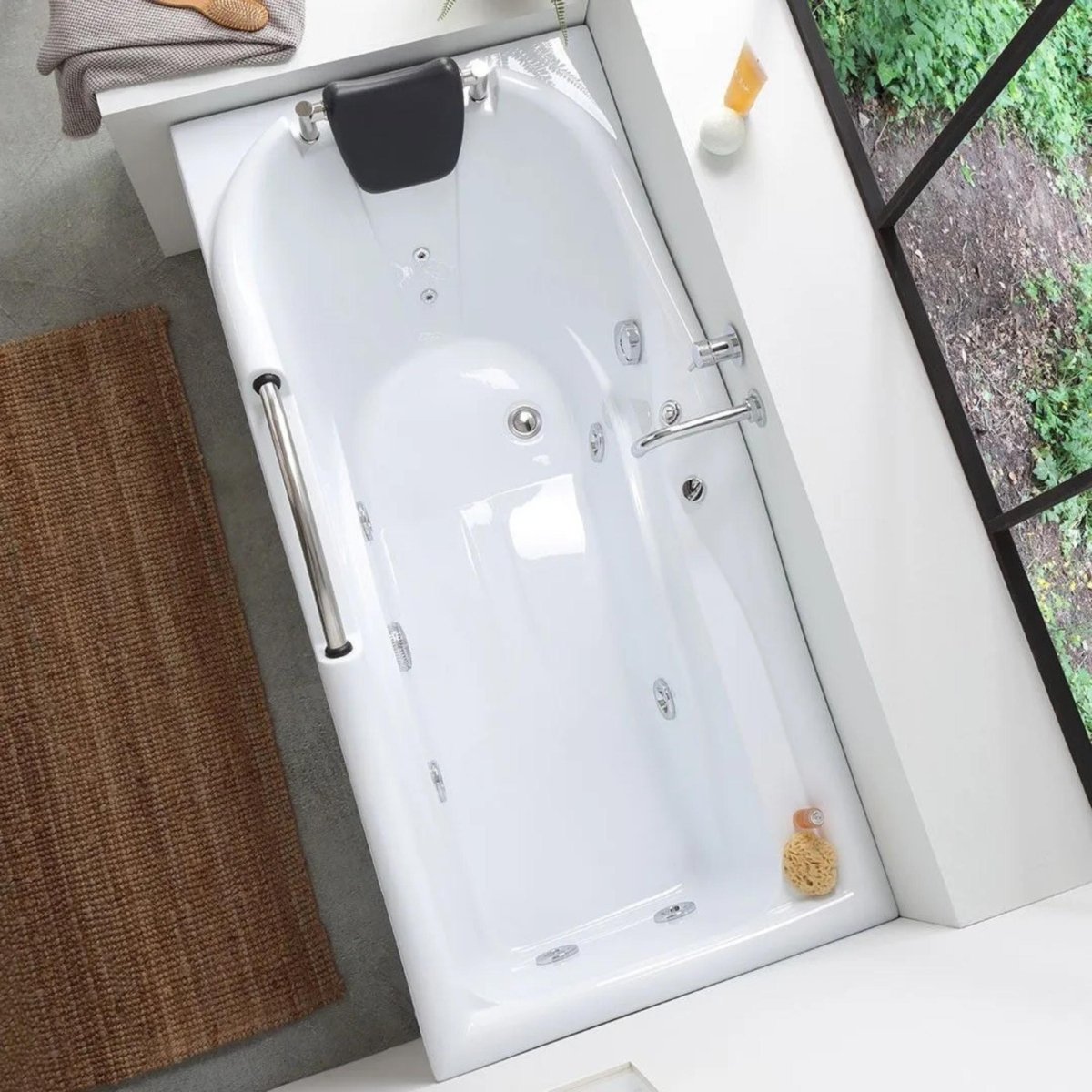 Vasca da bagno con idromassaggio "Doris" ad incasso su 3 pareti cm 170x78 65h - MondoViro