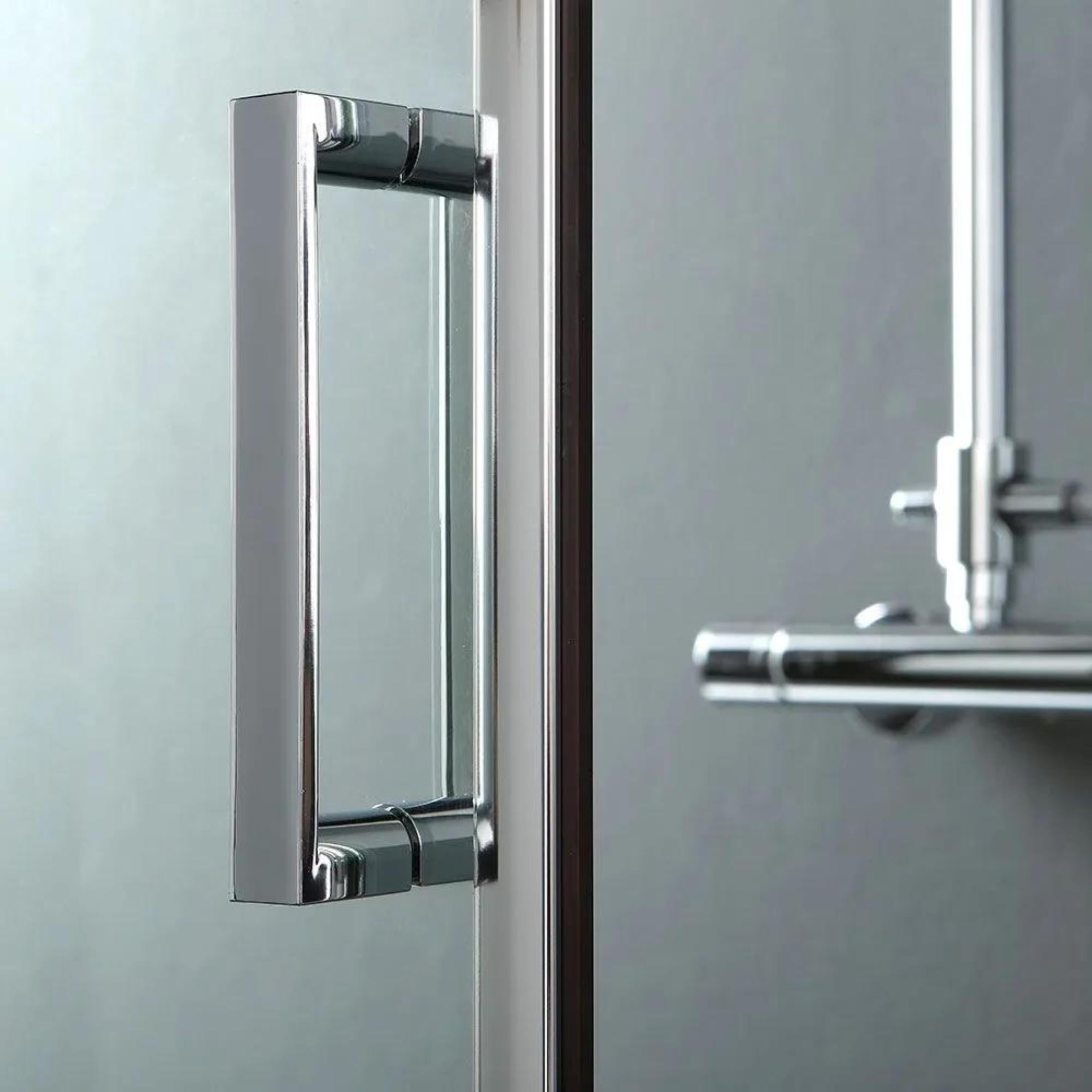"Ferrara" 2-panel shower door in clear glass, 185 cm high