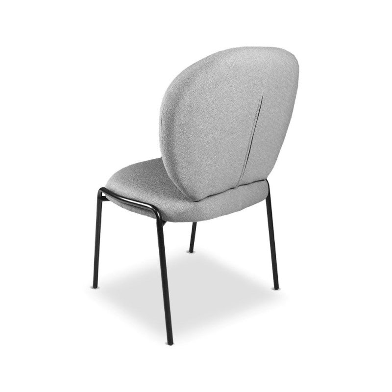 Set of "Sirio" dining chairs upholstered in Teddy fabric with black metal legs, 53x39 cm, 94h