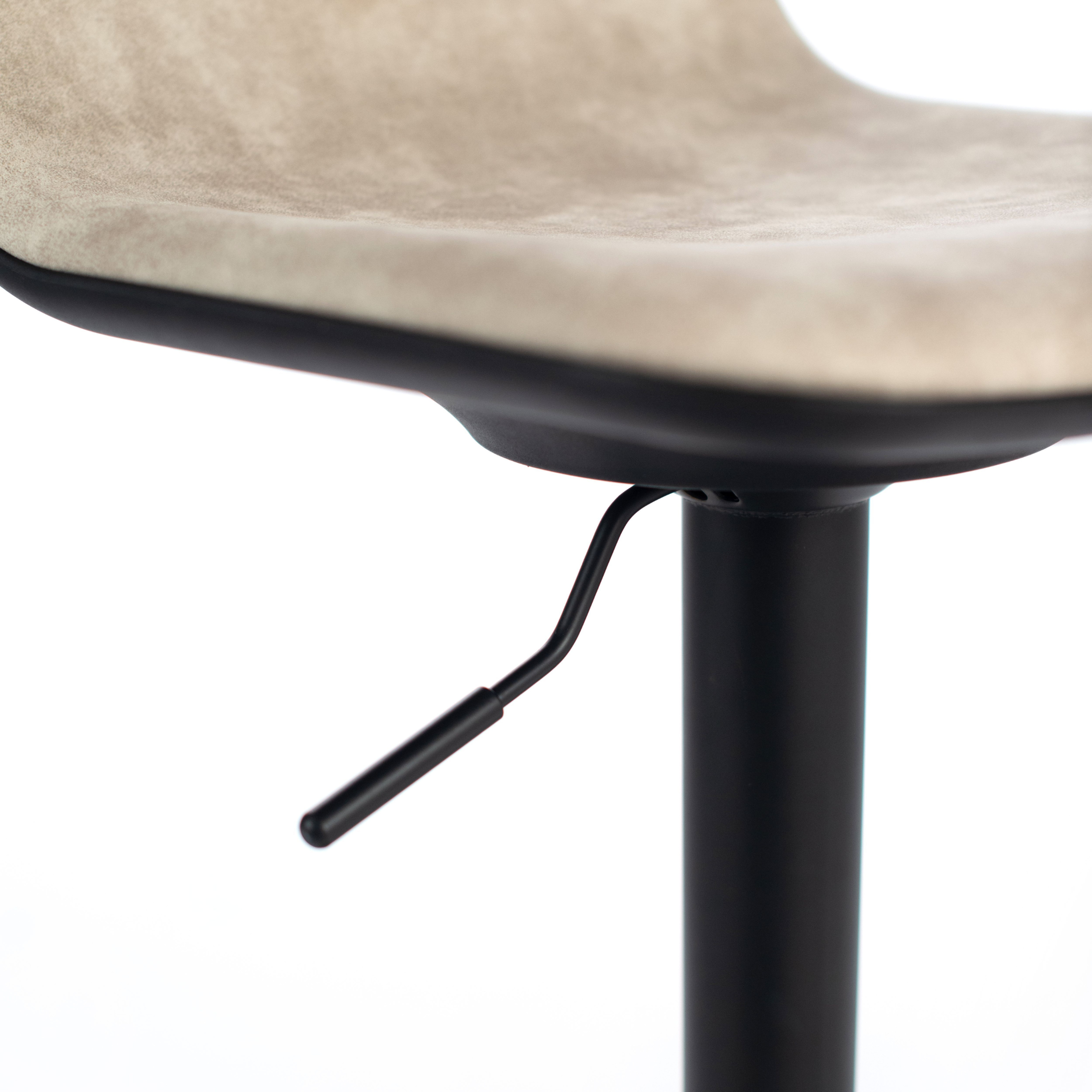 Set of "Woody" high stools in fabric with gas lift and footrest, 45x39 cm, 86h