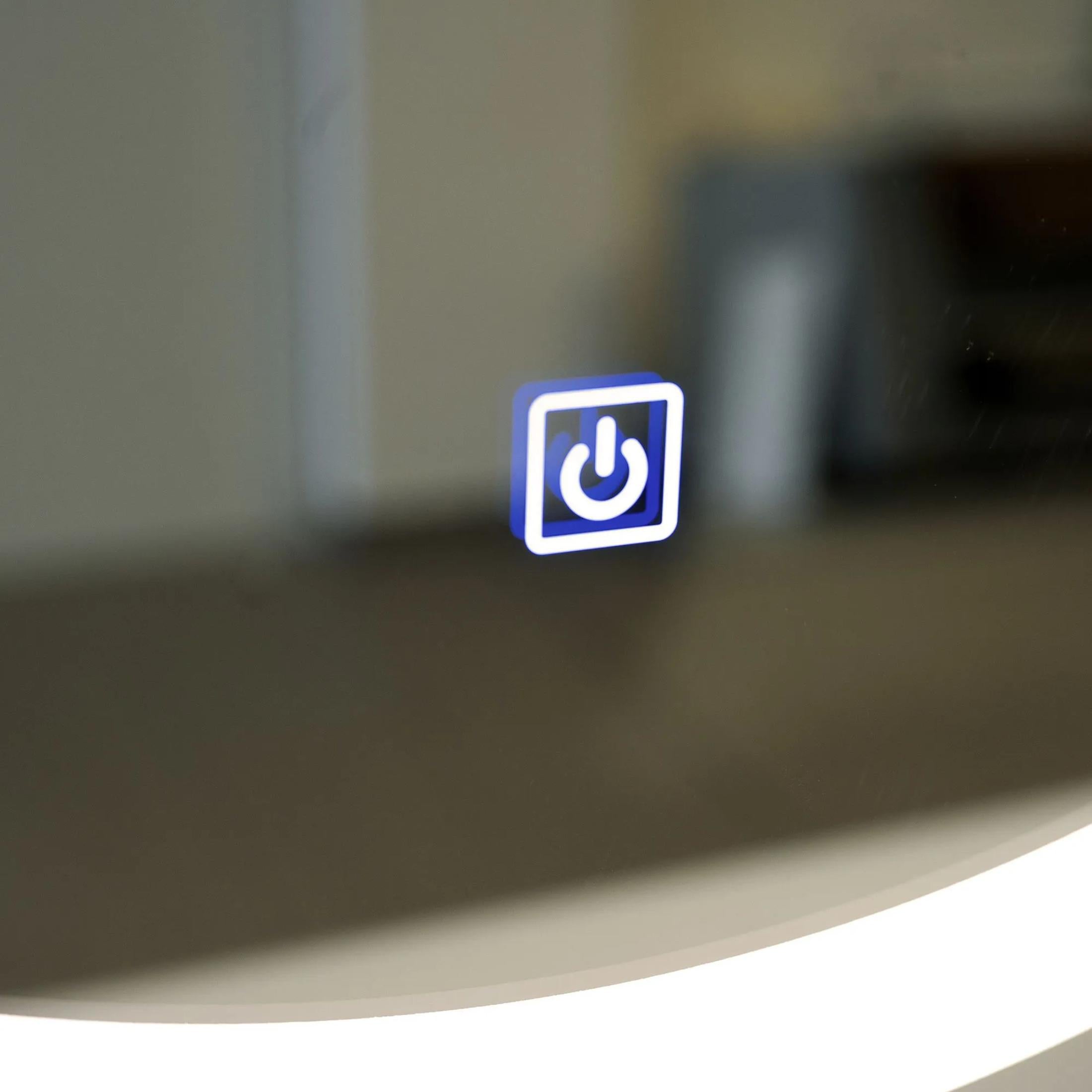 Oakland round backlit LED mirror with black frame and lace, 60x60 cm