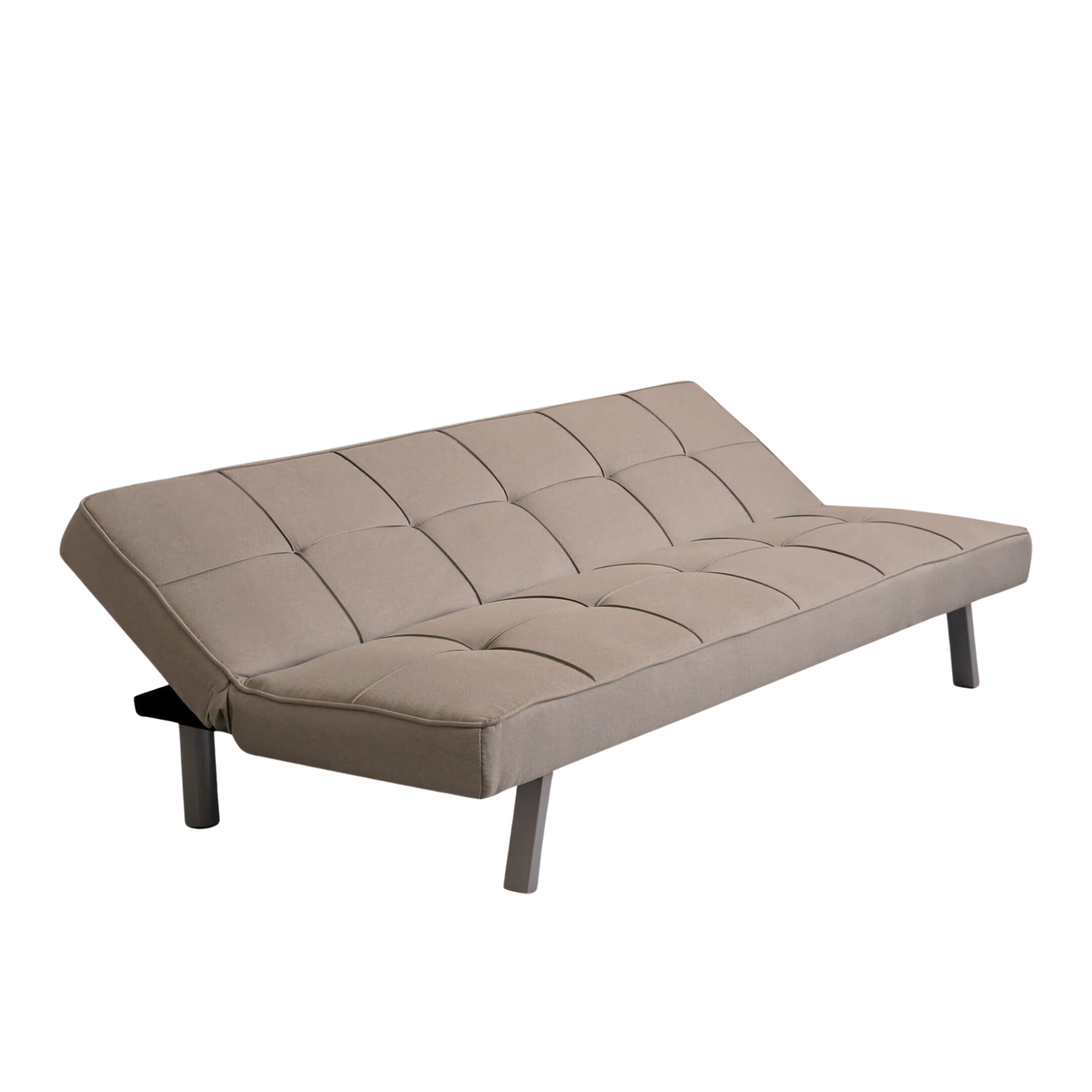 "Evelin" 3-seater sofa bed in linen fabric with metal legs, 180x81 cm, 79 cm high.
