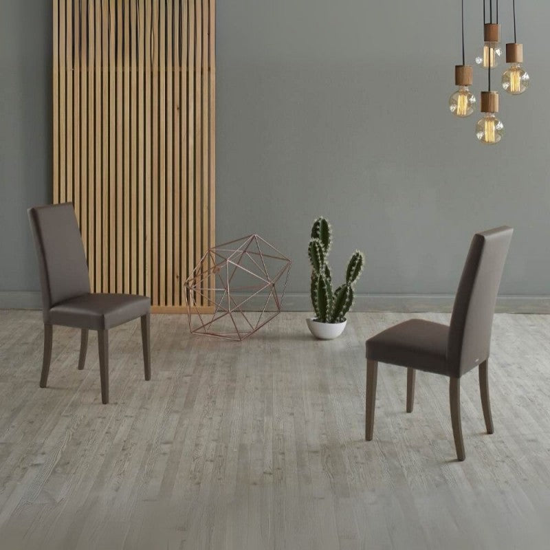 Set of "Nancy" dining chairs upholstered in eco-leather with wooden legs, 47x47 cm, 101h