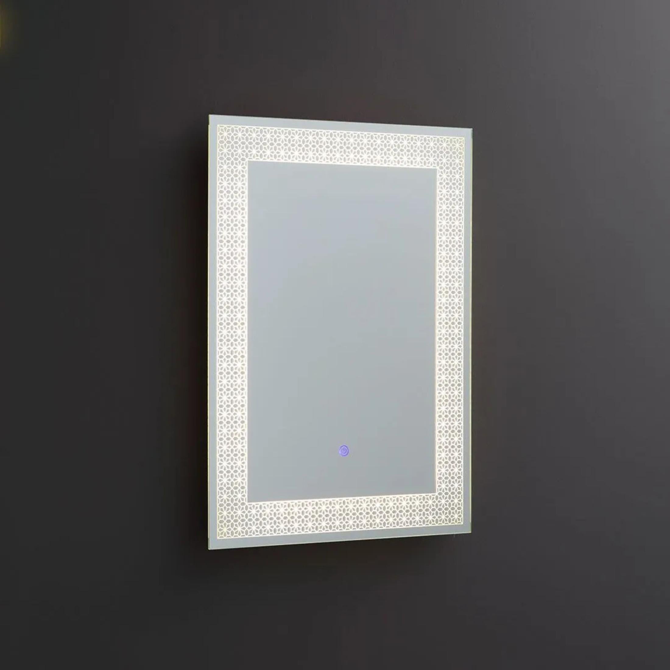 Rectangular LED mirror "Fresno" with illuminated decorated frame, 50x70 cm