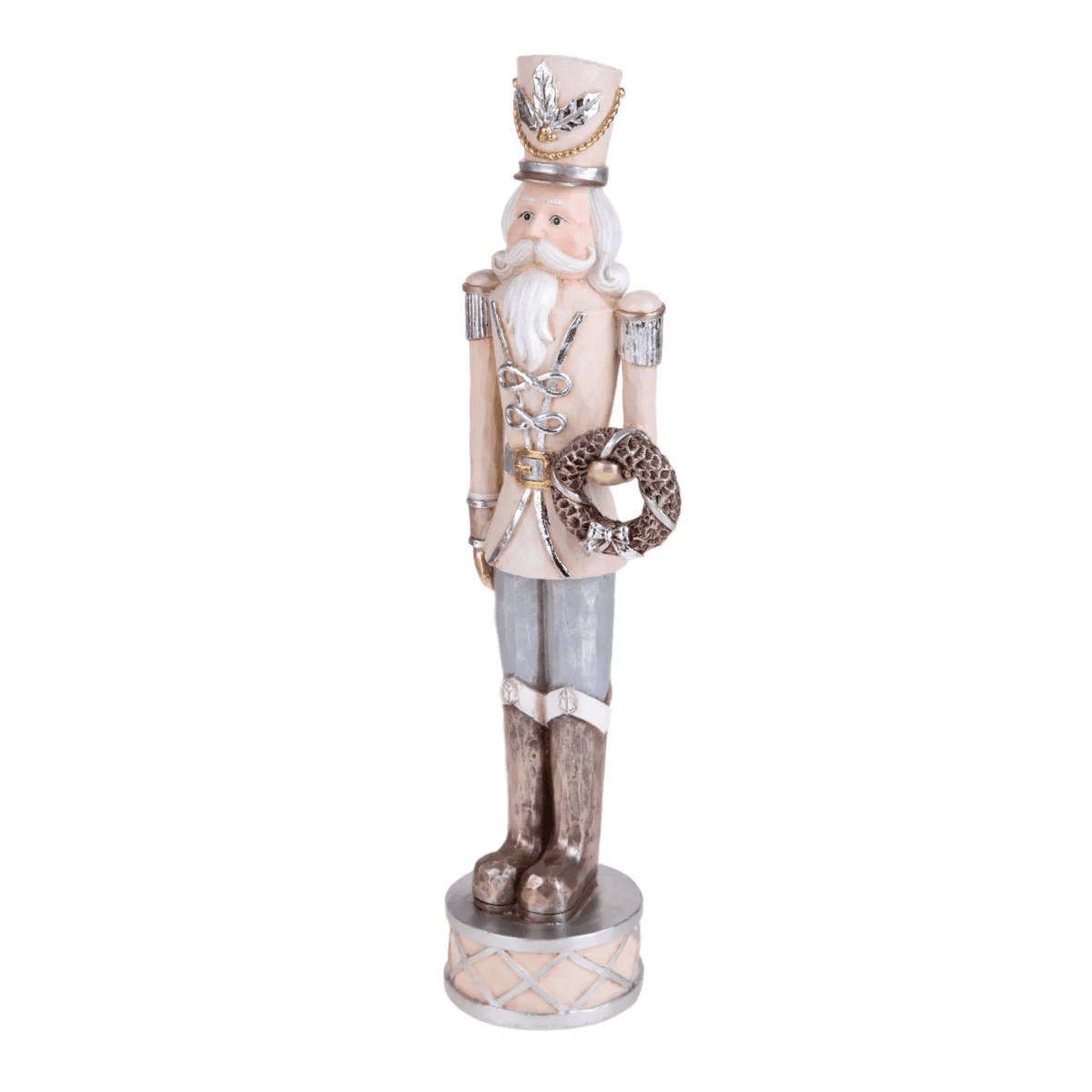 Statuetta soldato schiaccianoci con corona in resina per decorazioni natalizie cm 38h - MondoViro