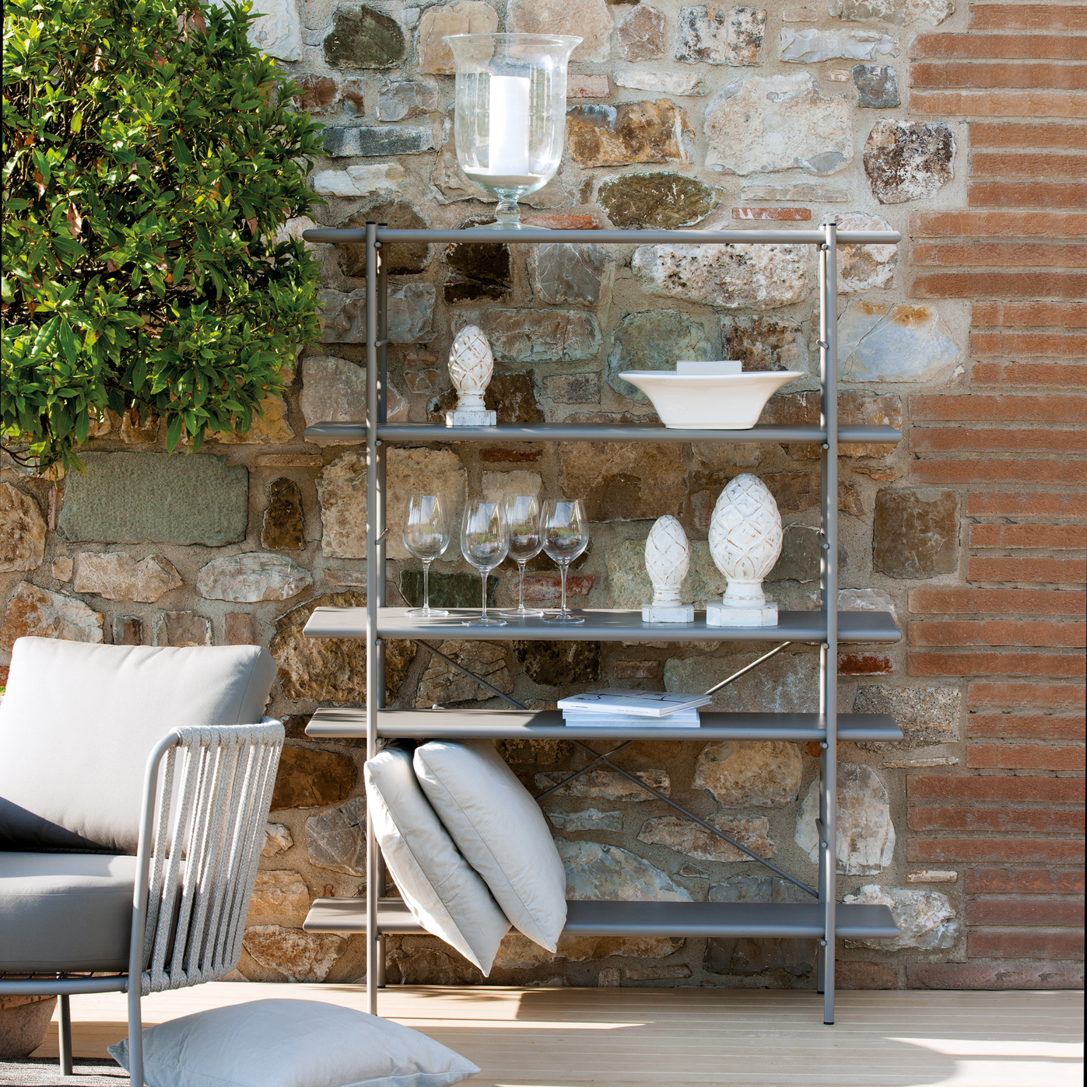 "ET" metal étagère shelf, garden bookcase 120x34 cm