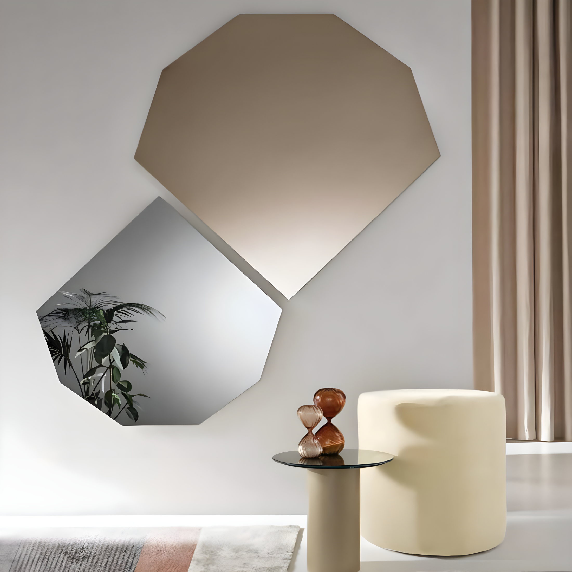 Elegant frameless "Orbis" shaped wall mirror