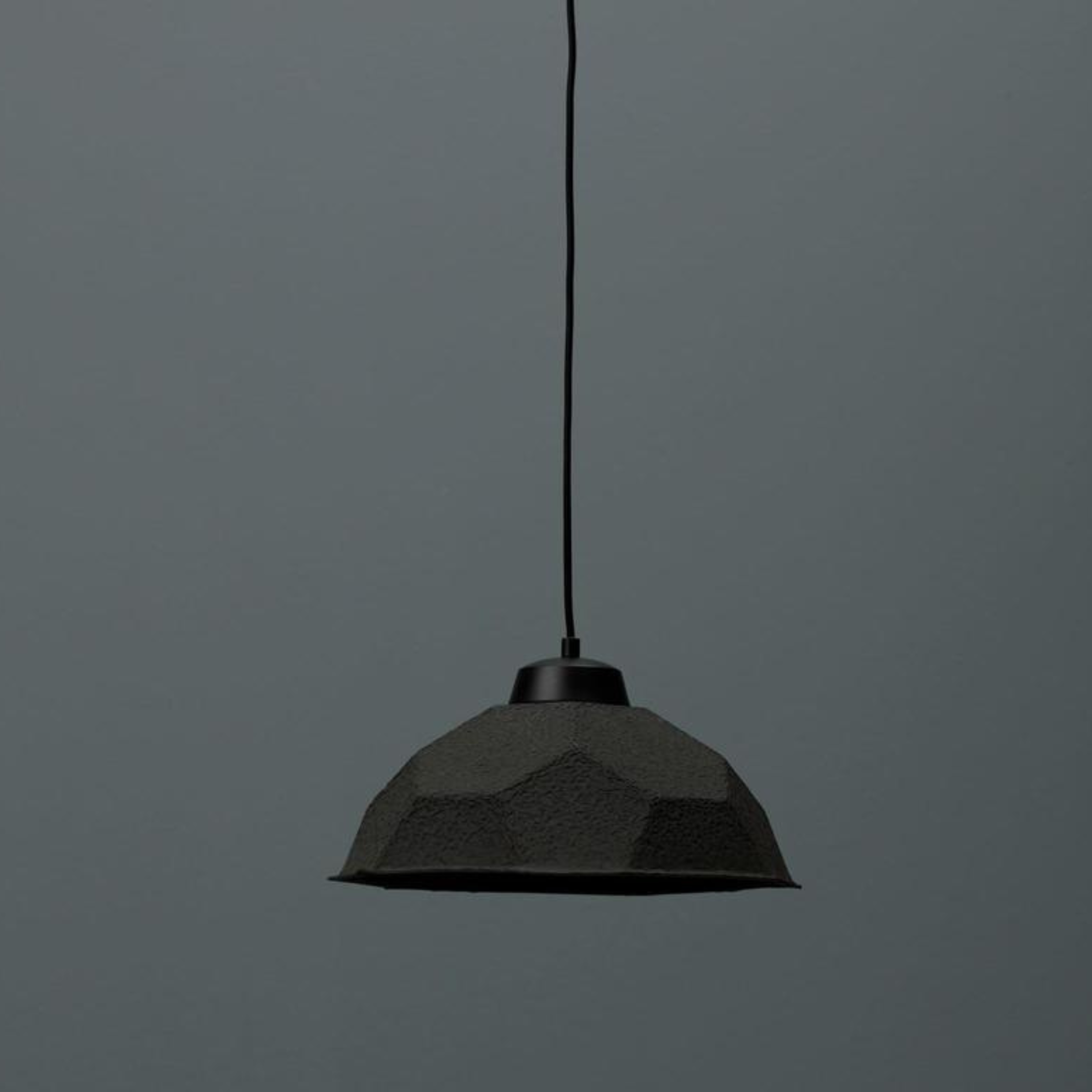 "Kande" metal lamp with recycled cardboard lampshade, floor, table and hanging.