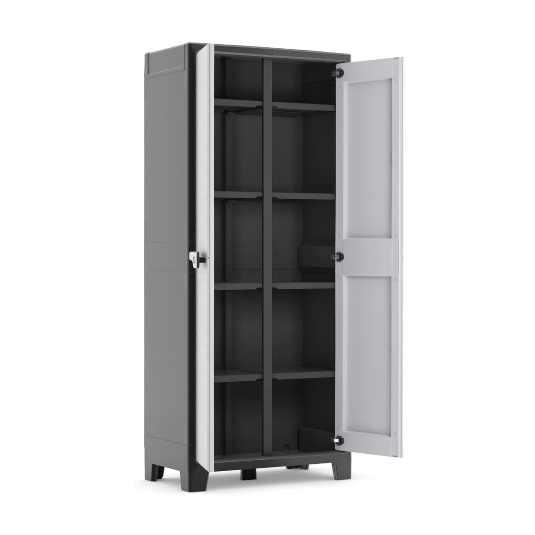XL "Hitan" resin garden cabinet with internal shelves and raised feet