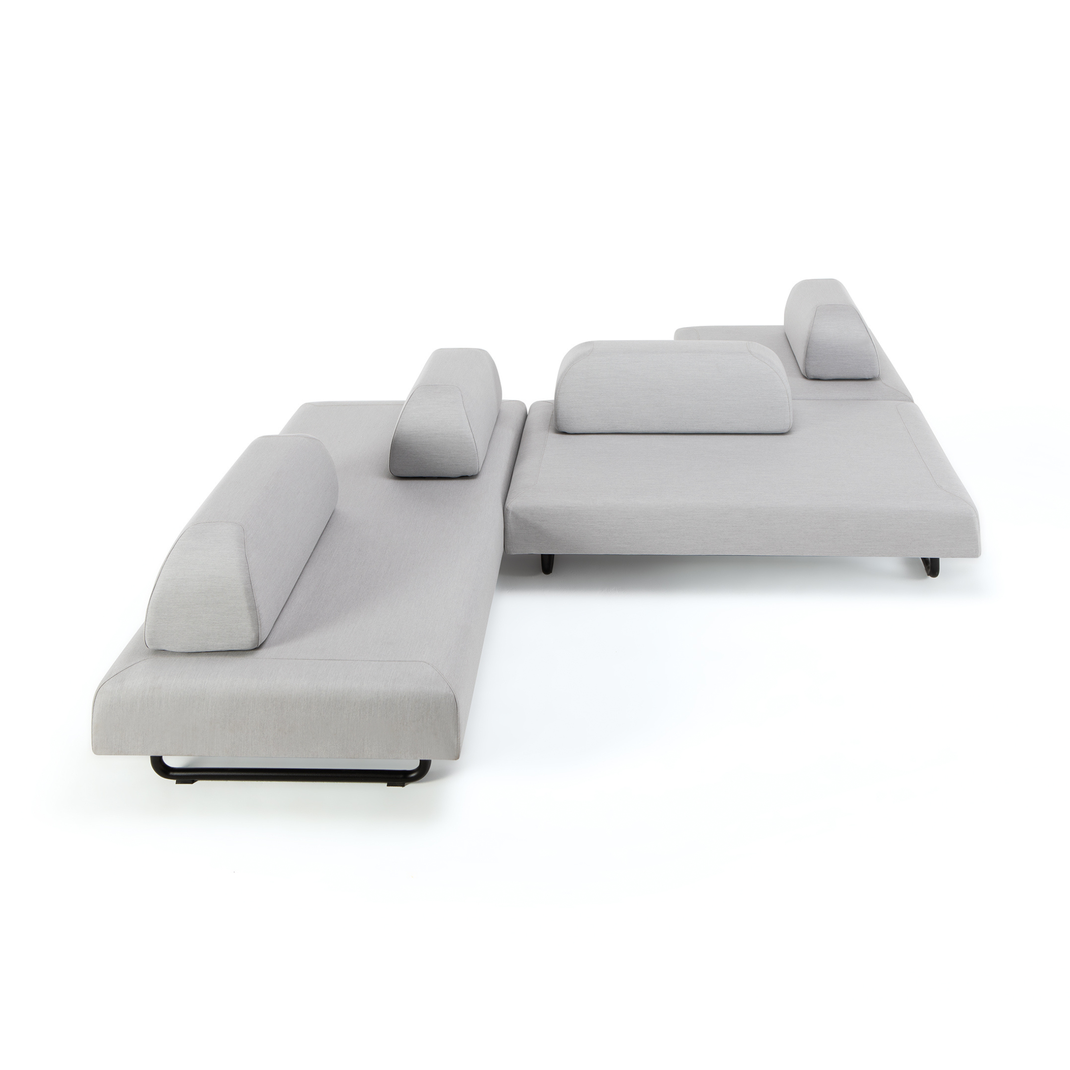 "Santa Fe" double padded sofa module in metal for the garden, 150x90 cm, 70 cm high.