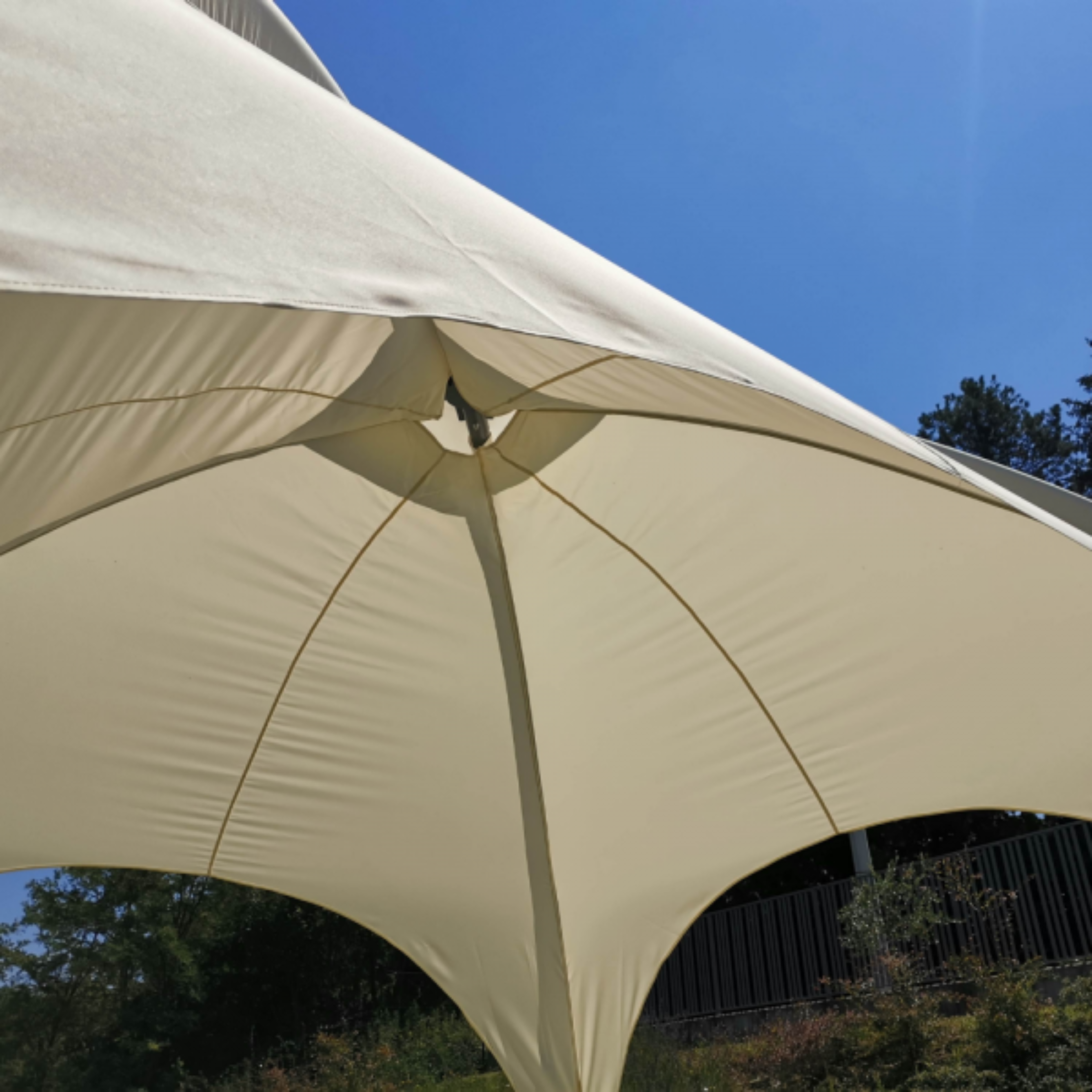 "Igloo" garden gazebo in steel and ecru canvas, 350x350 cm, 275 cm high