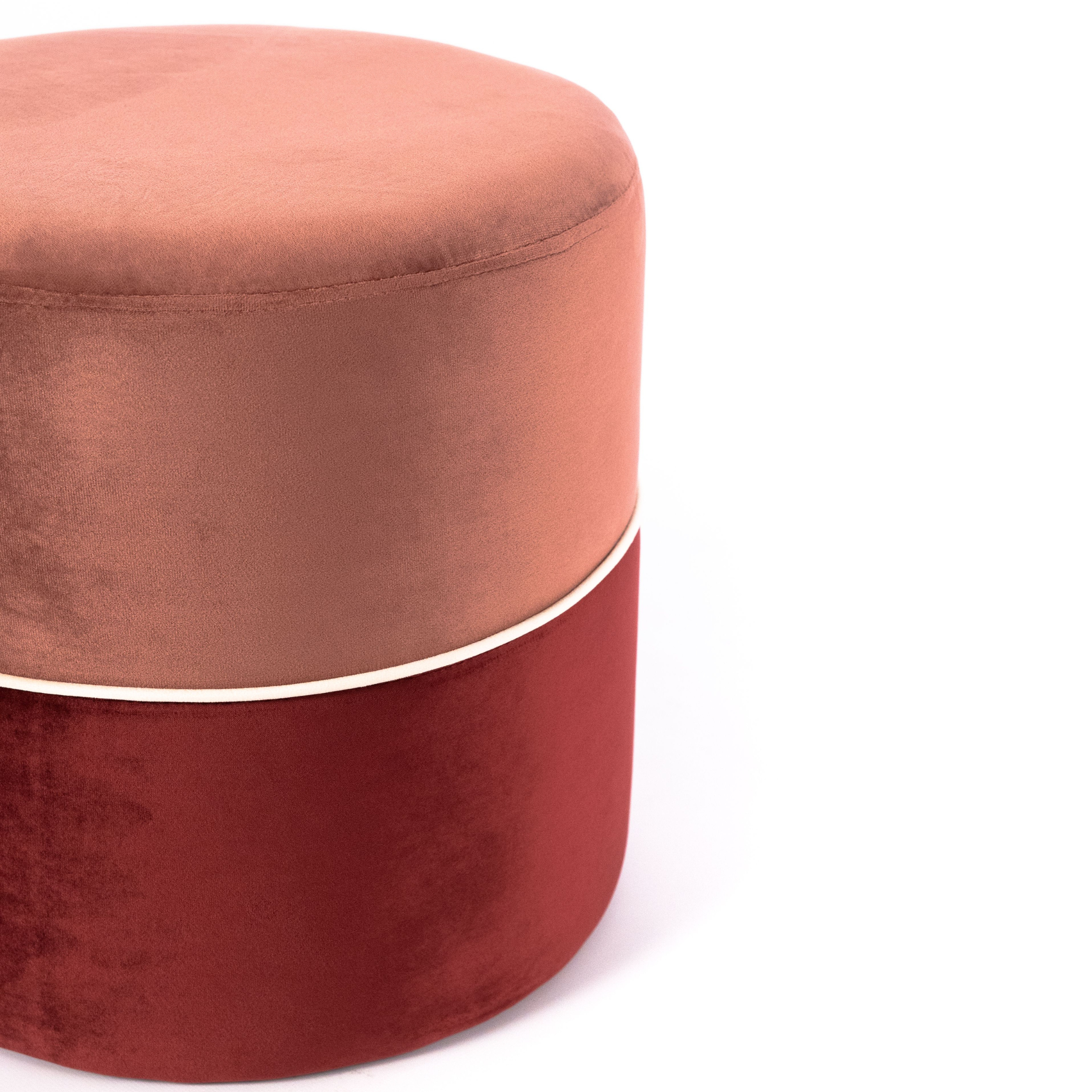"Olivia2" velvet pouf stool wooden frame cm 46.5x46.5 33h